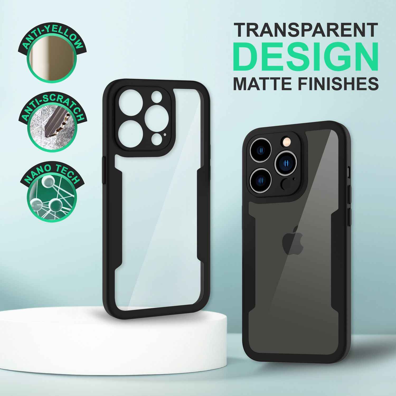 360° Hülle für iPhone 14 Pro Max, Klar Antigelb Rundum Schutz Cover Silikon Rand