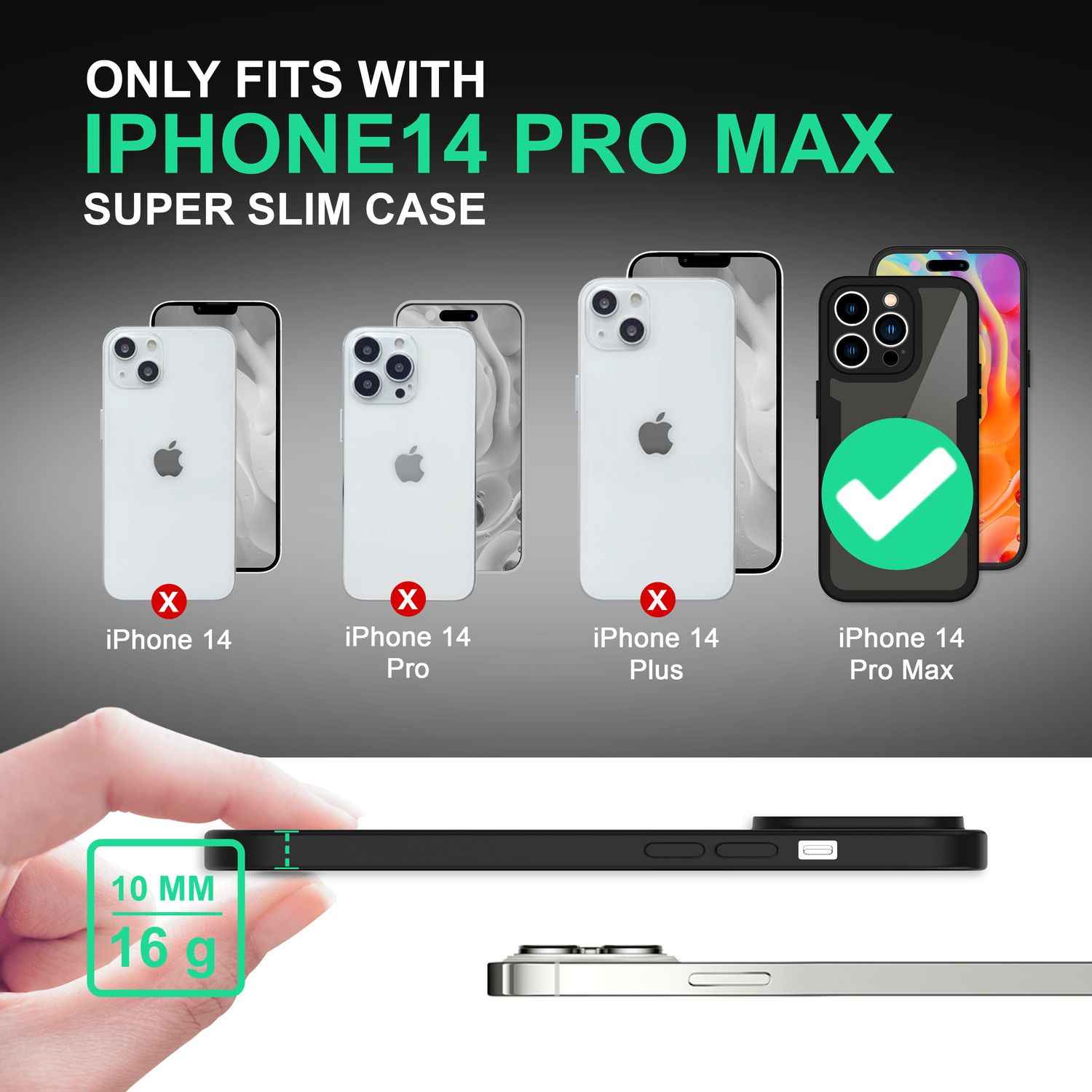 360° Hülle für iPhone 14 Pro Max, Klar Antigelb Rundum Schutz Cover Silikon Rand