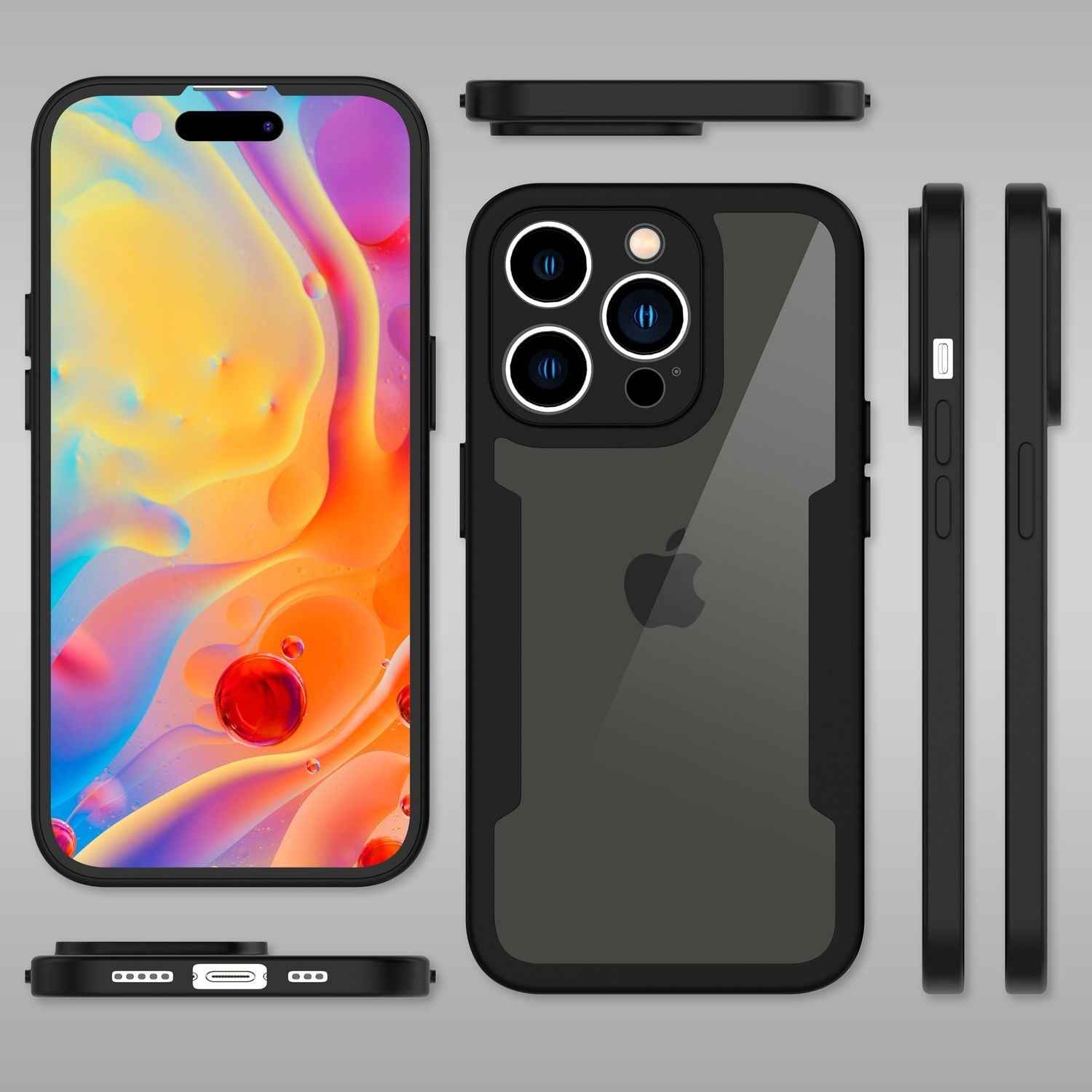 360° Hülle für iPhone 14 Pro Max, Klar Antigelb Rundum Schutz Cover Silikon Rand