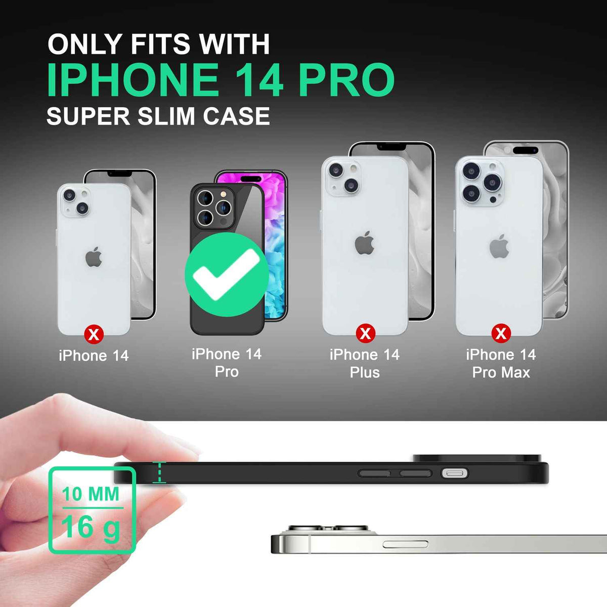 Hybrid Hülle für iPhone 14 Pro - Klar Transparent Acryl Cover Schutz Rahmen Case