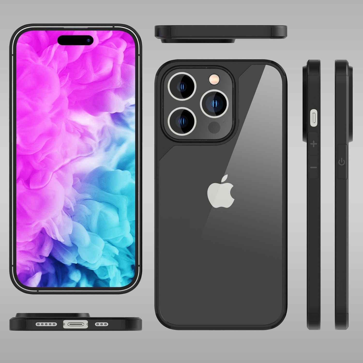 Hybrid Hülle für iPhone 14 Pro - Klar Transparent Acryl Cover Schutz Rahmen Case