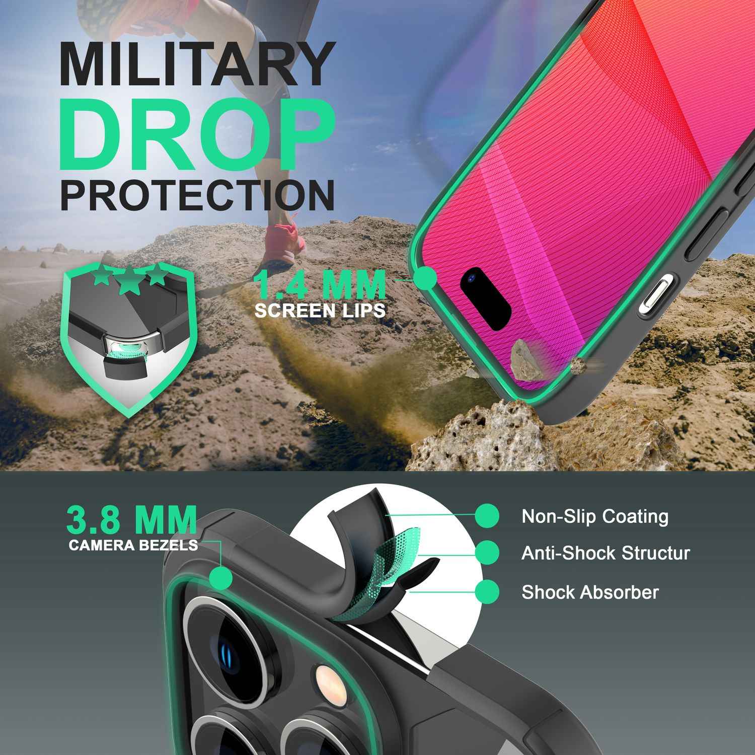 Hybrid Hülle für iPhone 14 Pro Max - Klar Transparent Acryl Cover Schutz Rahmen