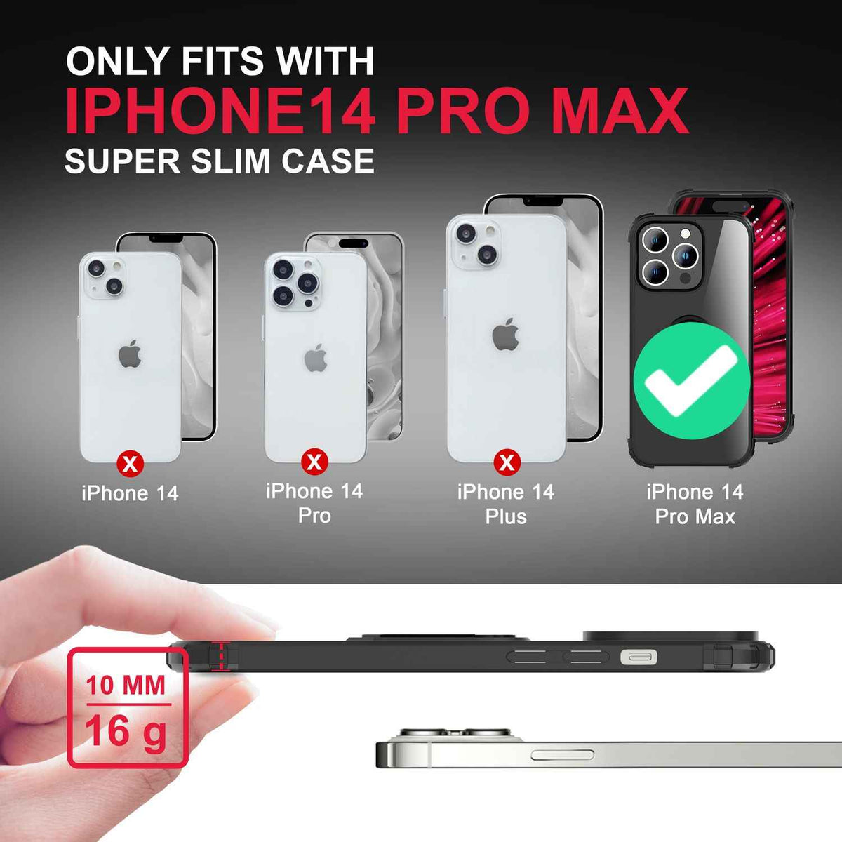 Ring Hülle für iPhone 14 Pro Max - Klar Transparent Schutz Rahmen 360° Ring Case