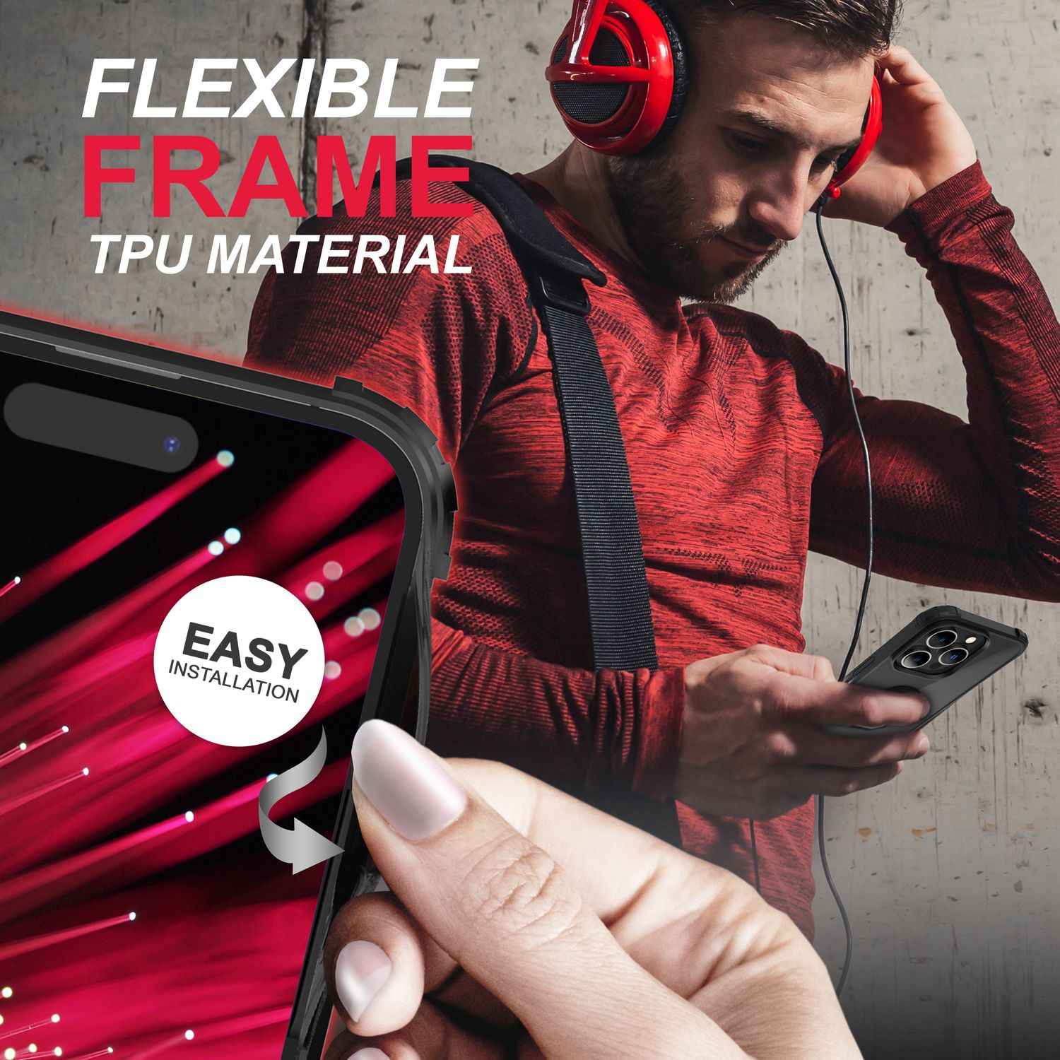Ring Hülle für iPhone 14 Pro Max - Klar Transparent Schutz Rahmen 360° Ring Case