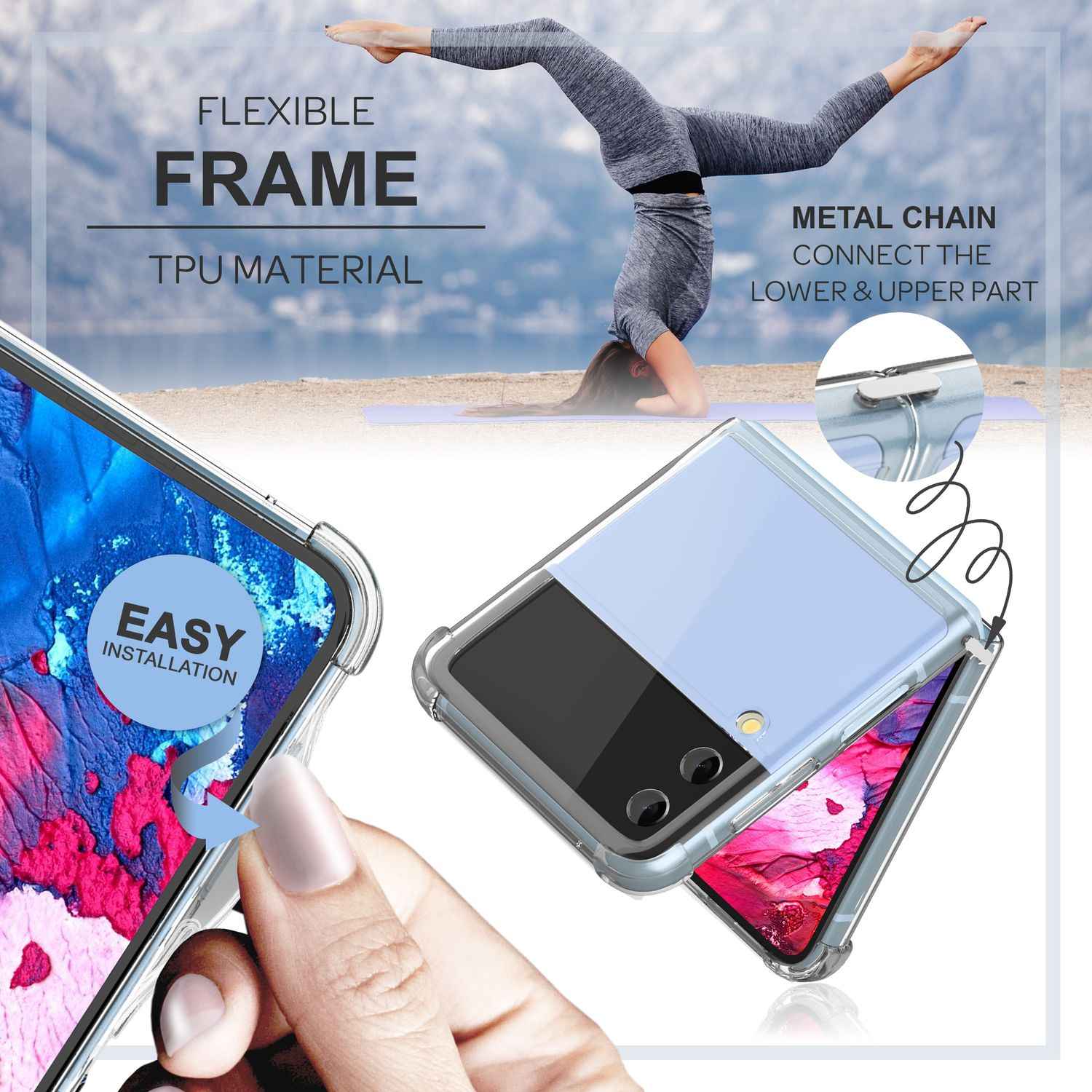Hülle für Samsung Galaxy Z Flip4 Klar Kratzfest Anti-Gelb Hart Cover Schutzhülle