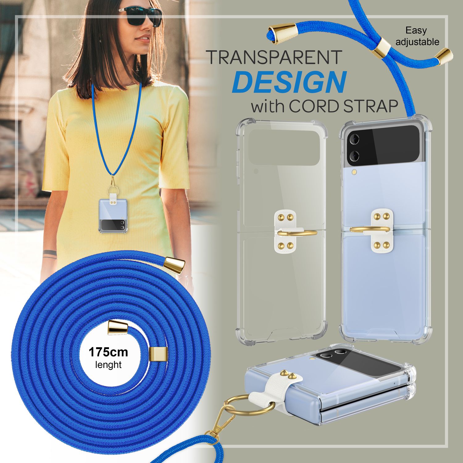 Handyhülle Samsung Galaxy Z Flip4 klar mit Band und Ring | NALIA Berlin