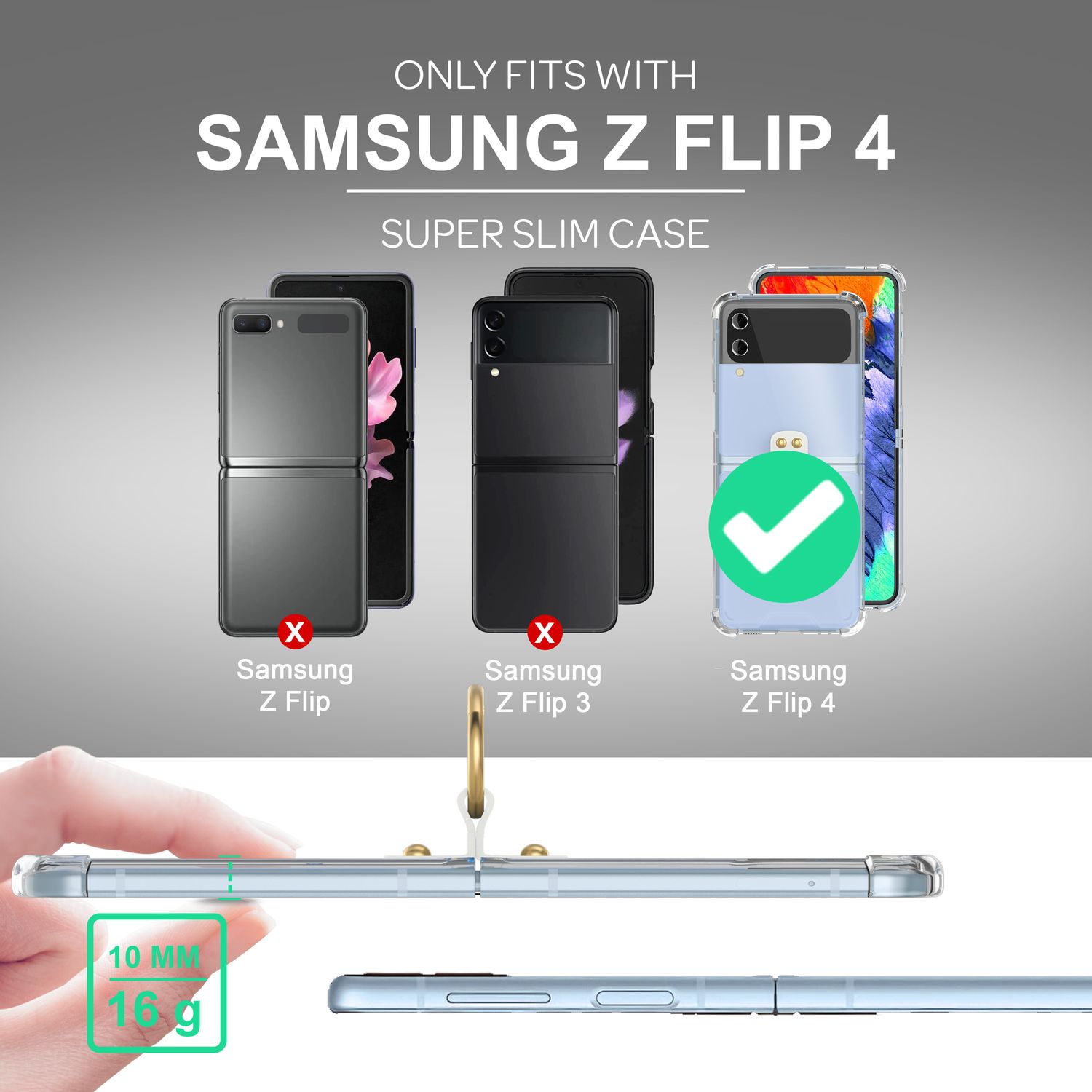 Handyhülle Samsung Galaxy Z Flip4 klar mit Band und Ring | NALIA Berlin