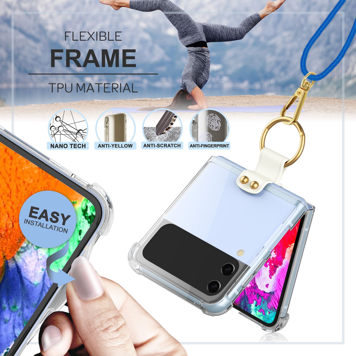 Handyhülle Samsung Galaxy Z Flip4 klar mit Band und Ring | NALIA Berlin