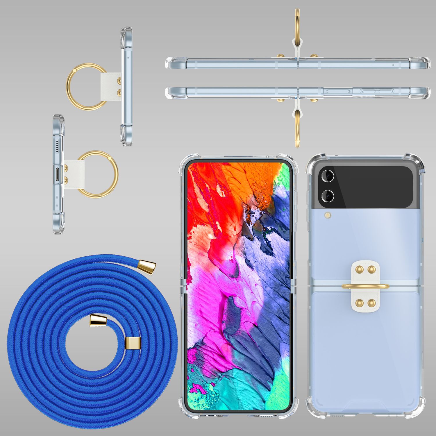 Handyhülle Samsung Galaxy Z Flip4 klar mit Band und Ring | NALIA Berlin