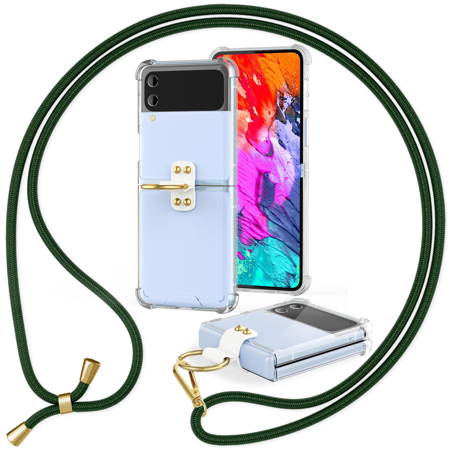 Handyhülle Samsung Galaxy Z Flip4 klar mit Band und Ring | NALIA Berlin