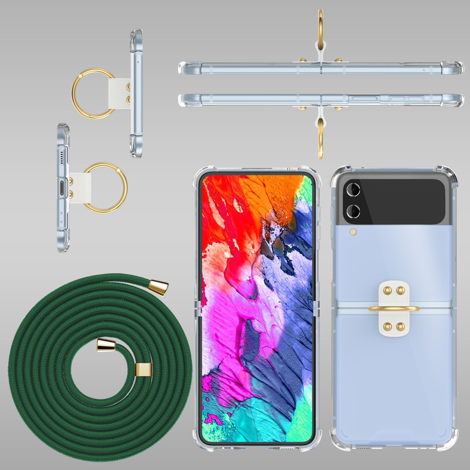 Handyhülle Samsung Galaxy Z Flip4 klar mit Band und Ring | NALIA Berlin