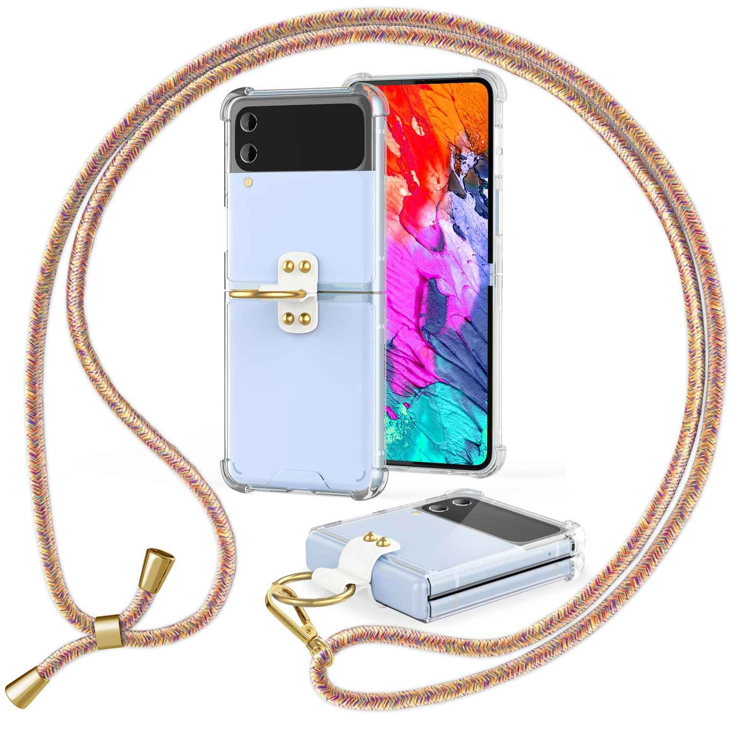 Umhänge Hülle für Samsung Galaxy Z Flip4 Klare Schutzhülle mit Band Schnur Ring