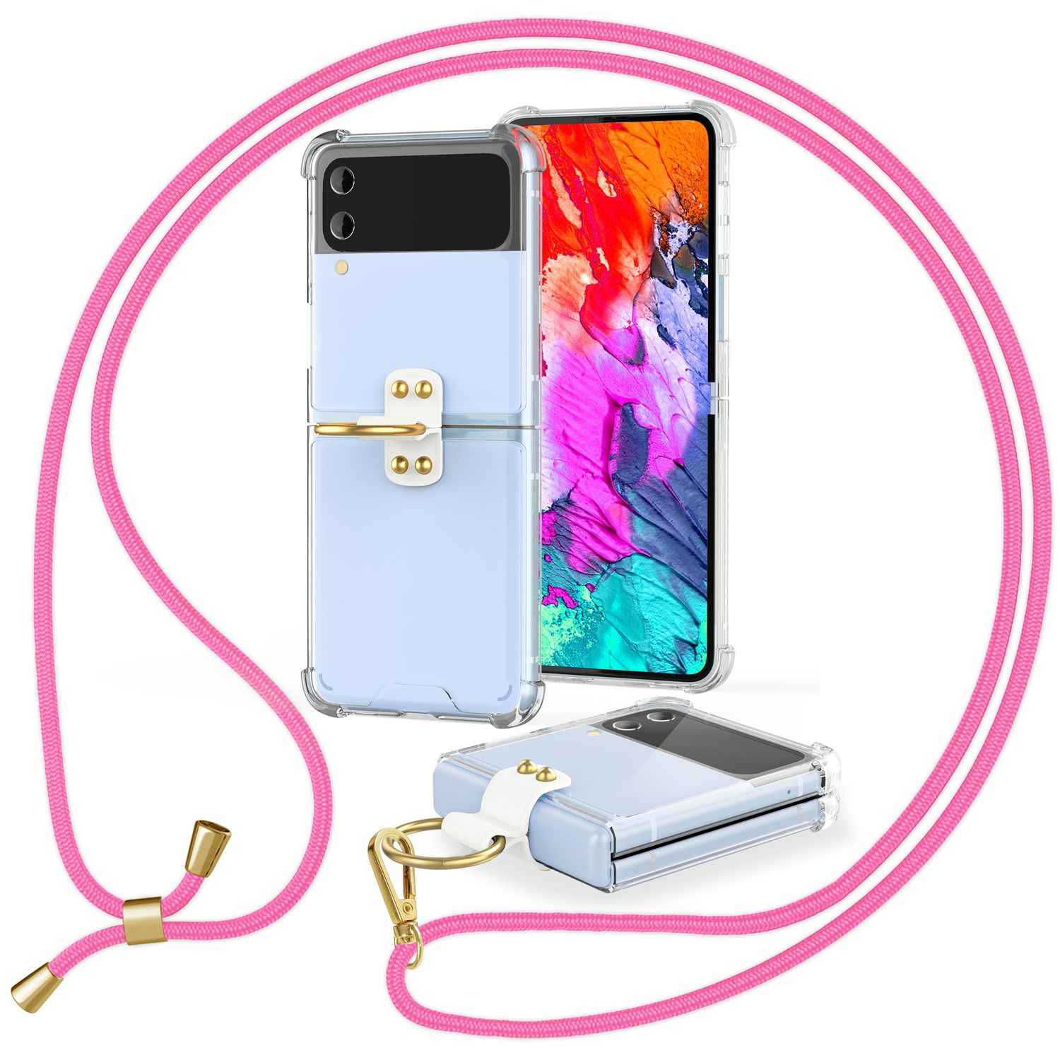 Umhänge Hülle für Samsung Galaxy Z Flip4 Klare Schutzhülle mit Band Schnur Ring