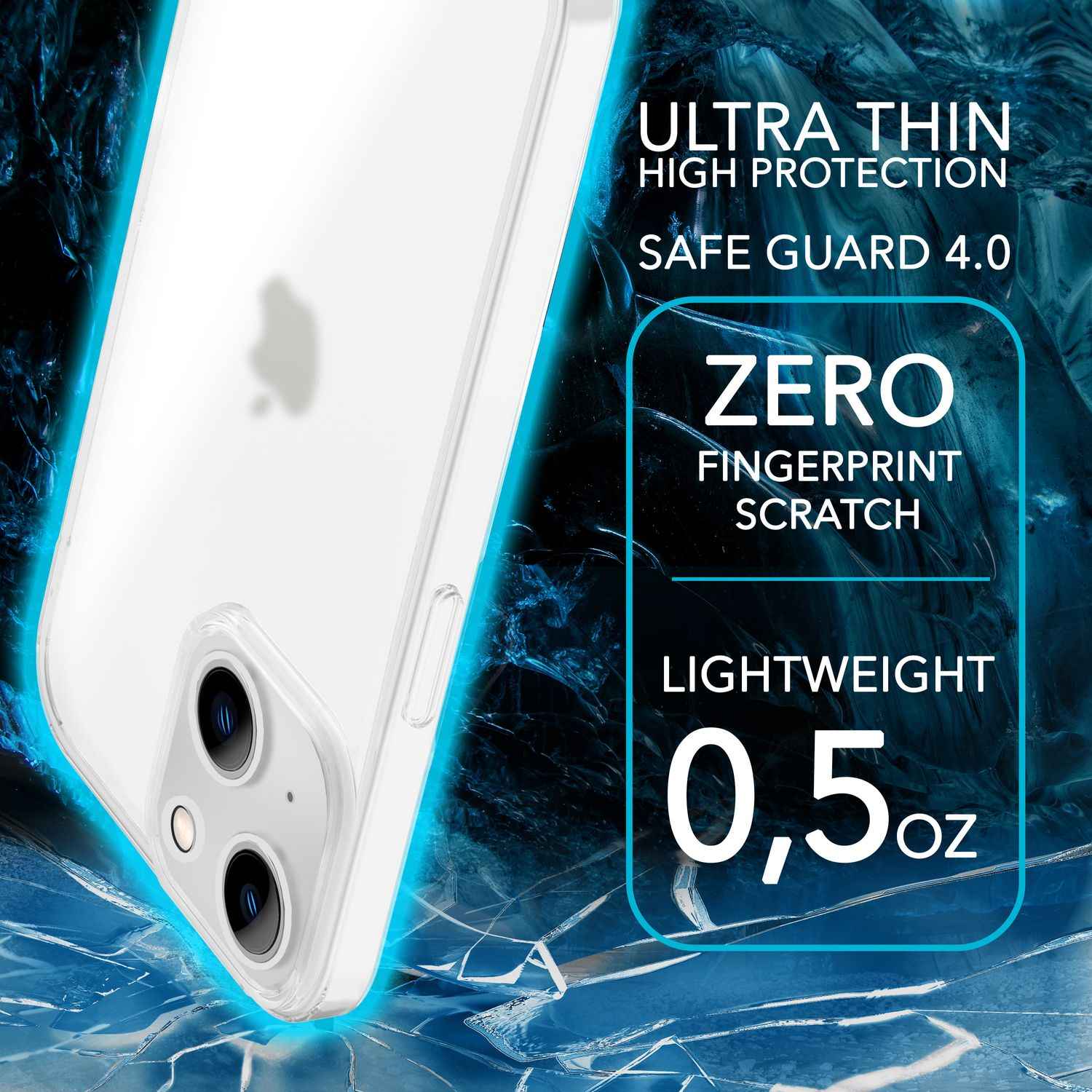 Ultra Dünne Hülle für iPhone 14, Slim 0,3mm Durchsichtig Schutz Cover Handyhülle