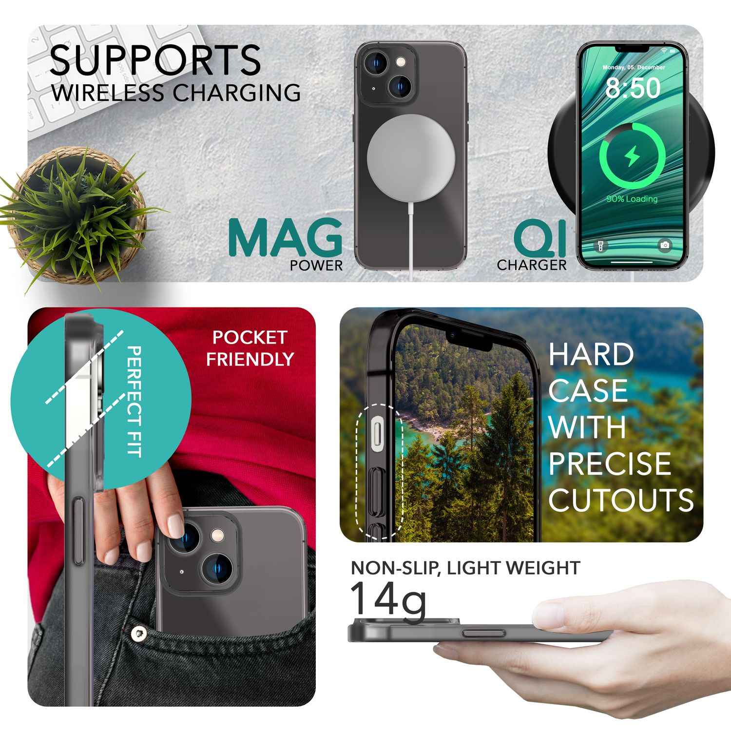 Ultra Dünne Hülle für iPhone 14, Slim 0,3mm Durchsichtig Schutz Cover Handyhülle