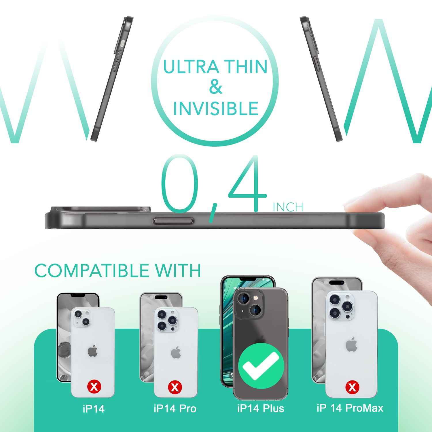 Ultra Dünne Hülle für iPhone 14 Plus, Slim 0,3mm Durchsichtig Schutz Handyhülle