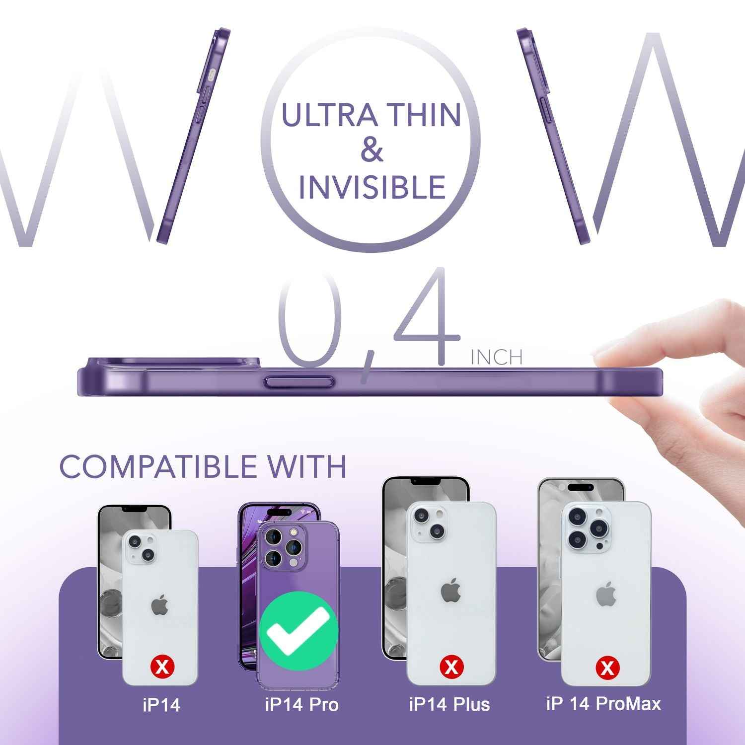 Ultra Dünne Hülle für iPhone 14 Pro, Slim 0,3mm Durchsichtig Schutz Handyhülle