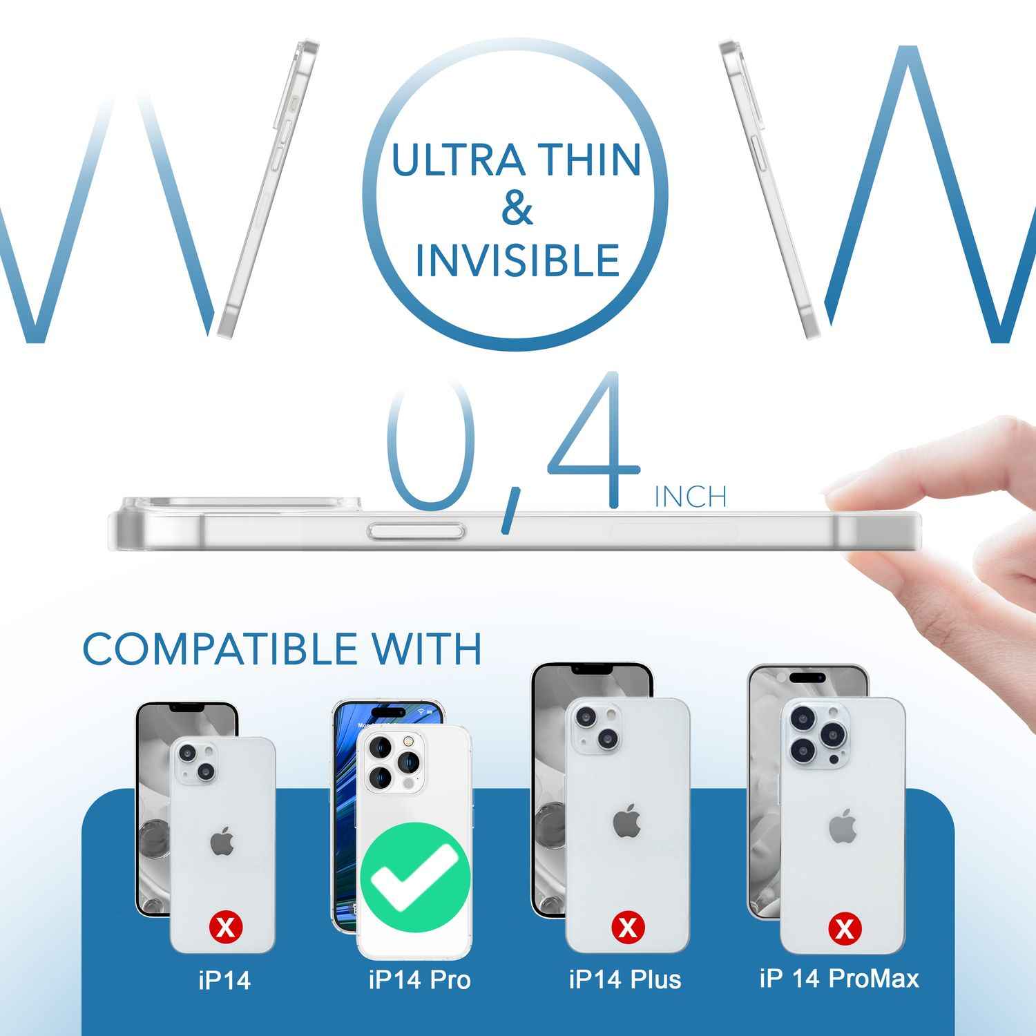 Ultra Dünne Hülle für iPhone 14 Pro, Slim 0,3mm Durchsichtig Schutz Handyhülle
