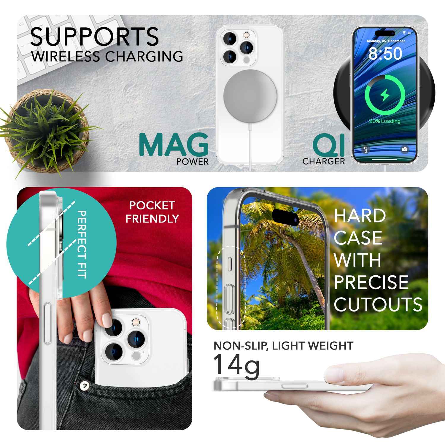 Ultra Dünne Hülle für iPhone 14 Pro, Slim 0,3mm Durchsichtig Schutz Handyhülle