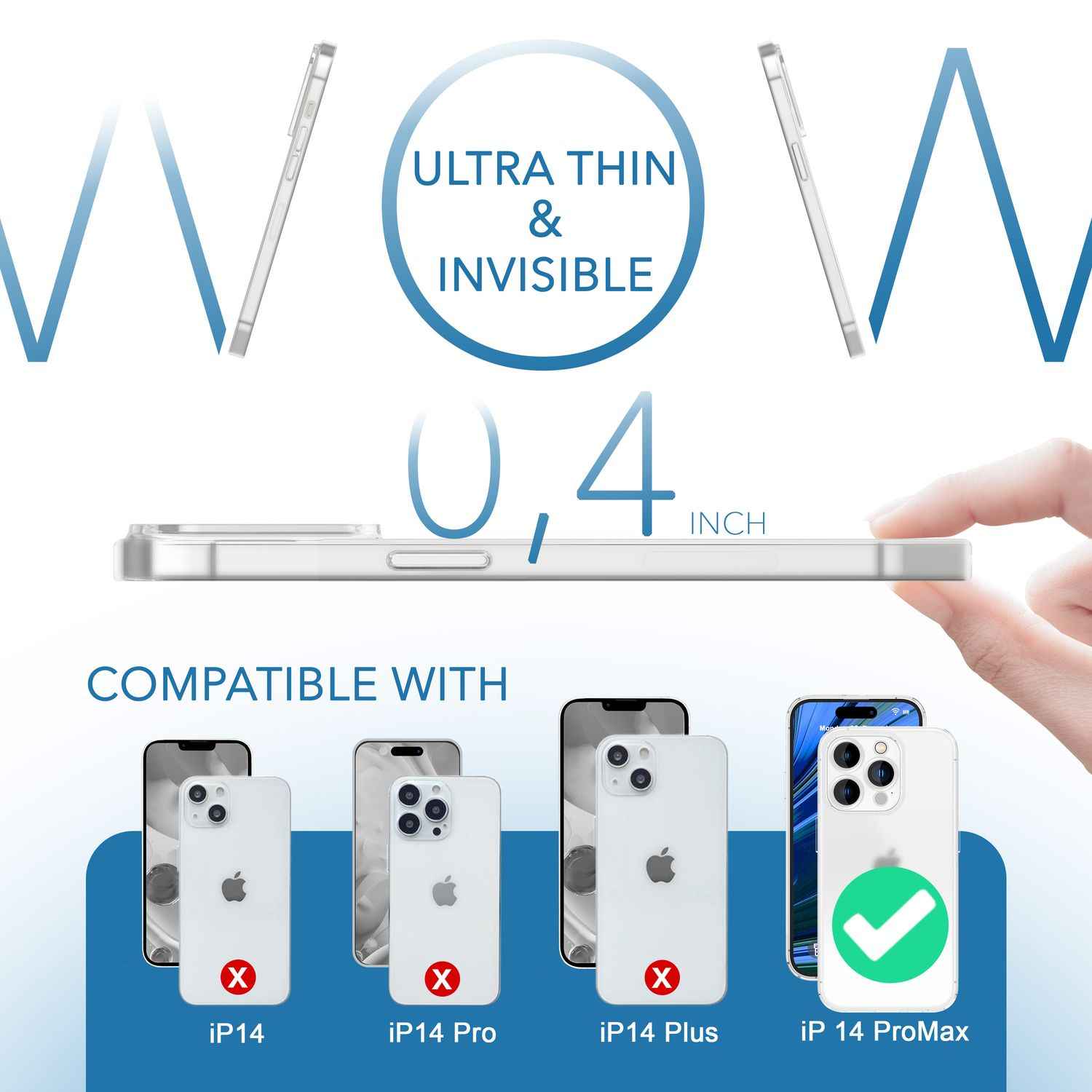 Ultra Dünne Hülle für iPhone 14 Pro Max, Slim 0,3mm Durchsichtig Case Handyhülle