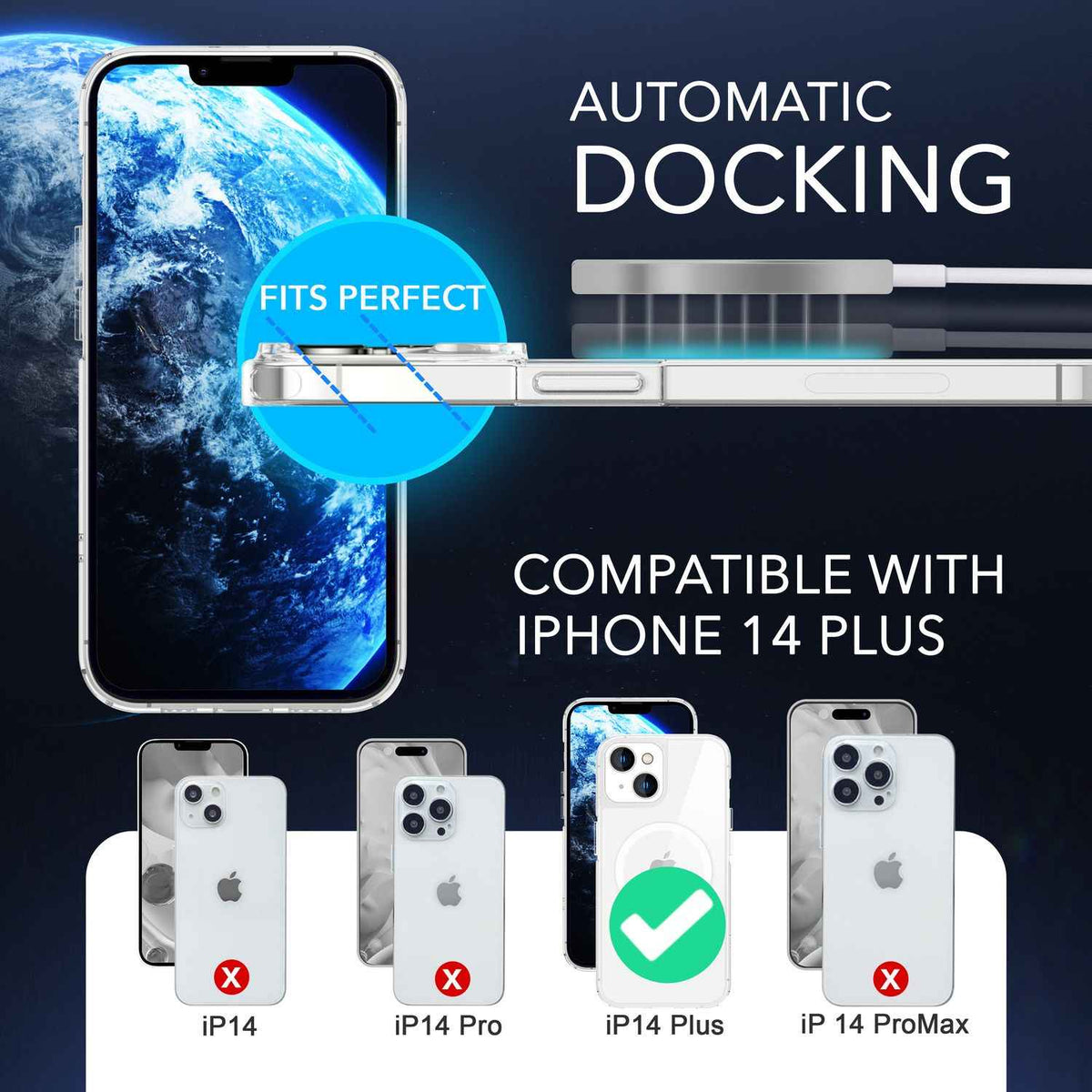 MagPower Schutzhülle für iPhone 14 Plus, Klar Kratzfest Handy Hülle Durchsichtig