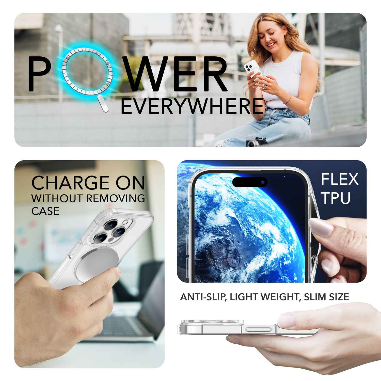 MagPower Schutzhülle für iPhone 14 Pro Max, Klar Kratzfest Handy Hülle Cover