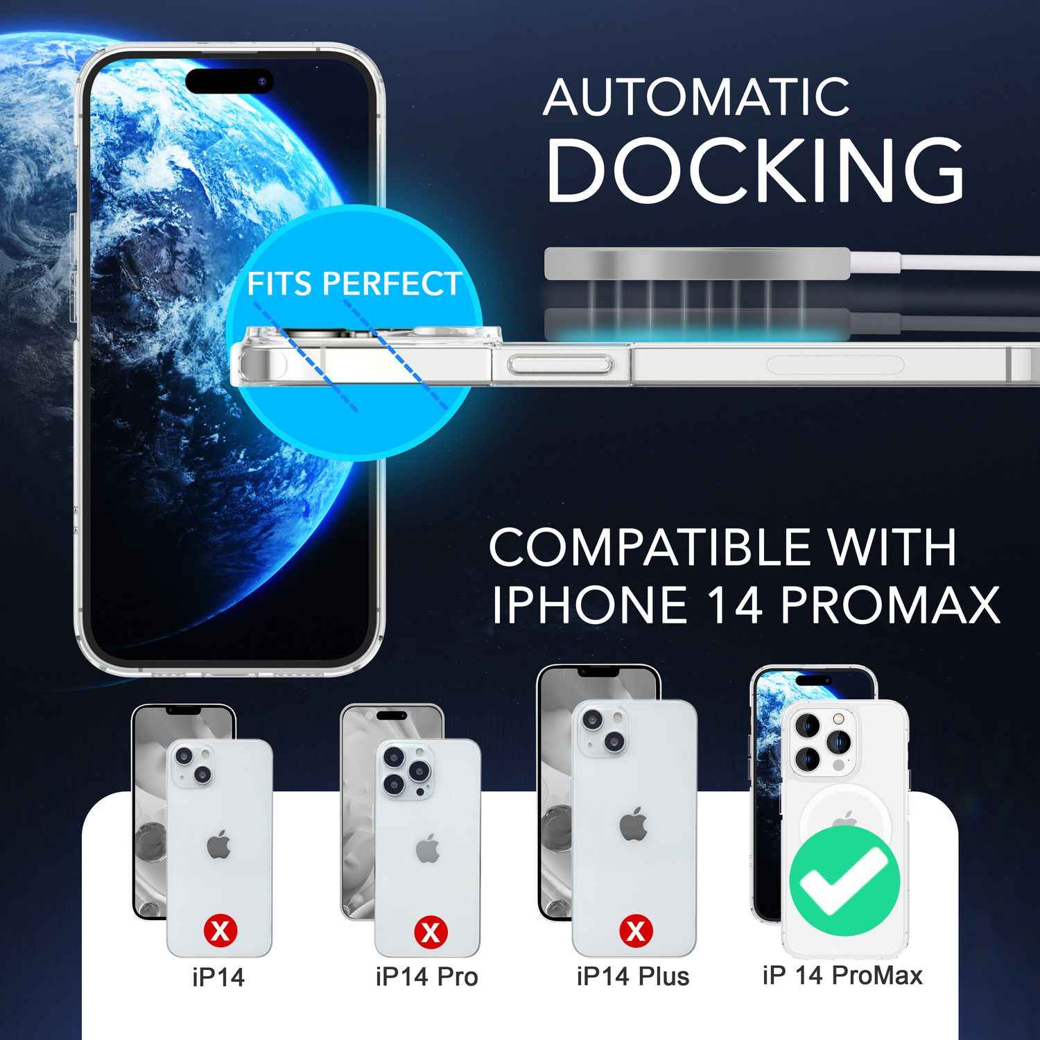 MagPower Schutzhülle für iPhone 14 Pro Max, Klar Kratzfest Handy Hülle Cover