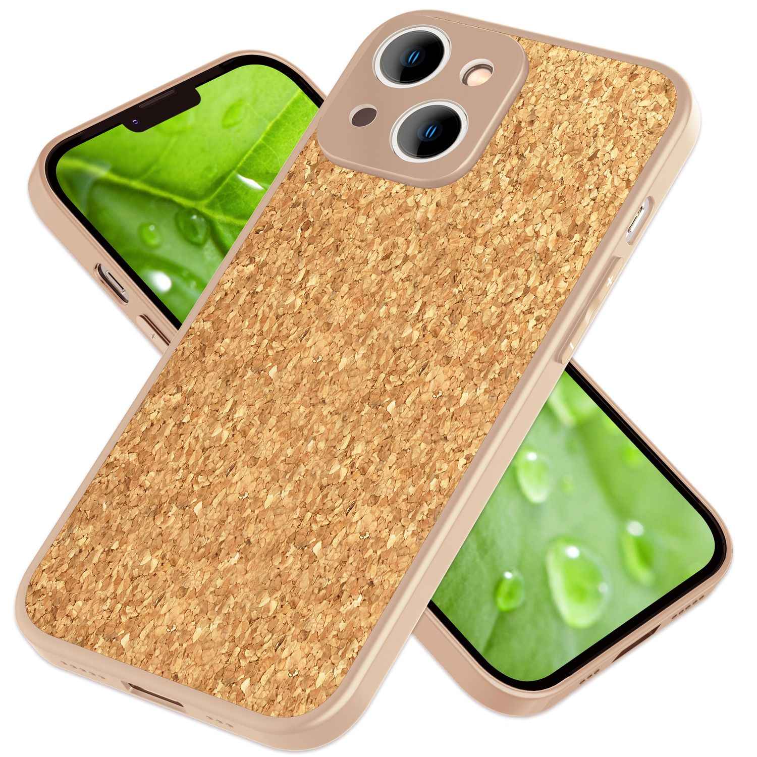 Hülle mit Natur Kork für iPhone 14, Schutzhülle TPU Handyhülle Cover Cork Case
