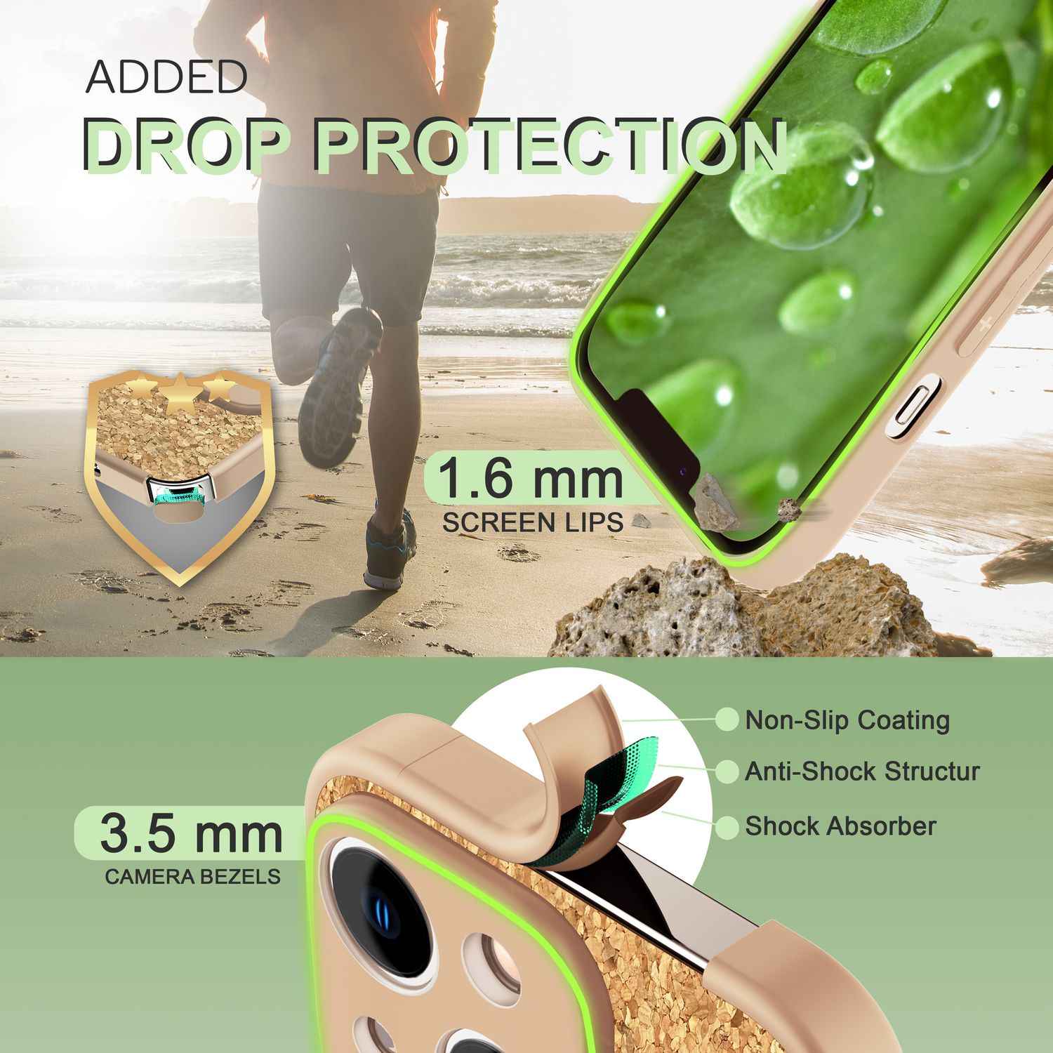 Hülle mit Natur Kork für iPhone 14, Schutzhülle TPU Handyhülle Cover Cork Case