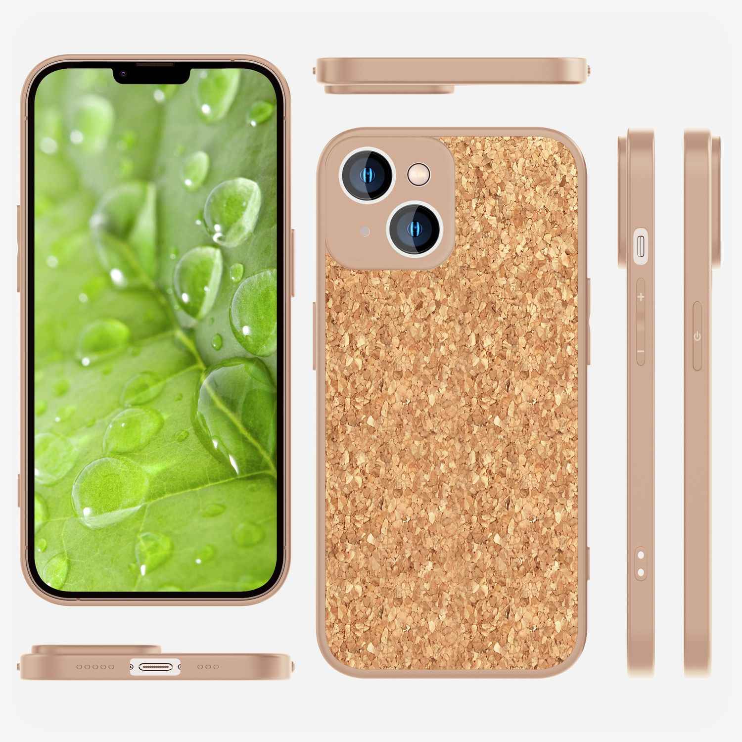 Hülle mit Natur Kork für iPhone 14, Schutzhülle TPU Handyhülle Cover Cork Case