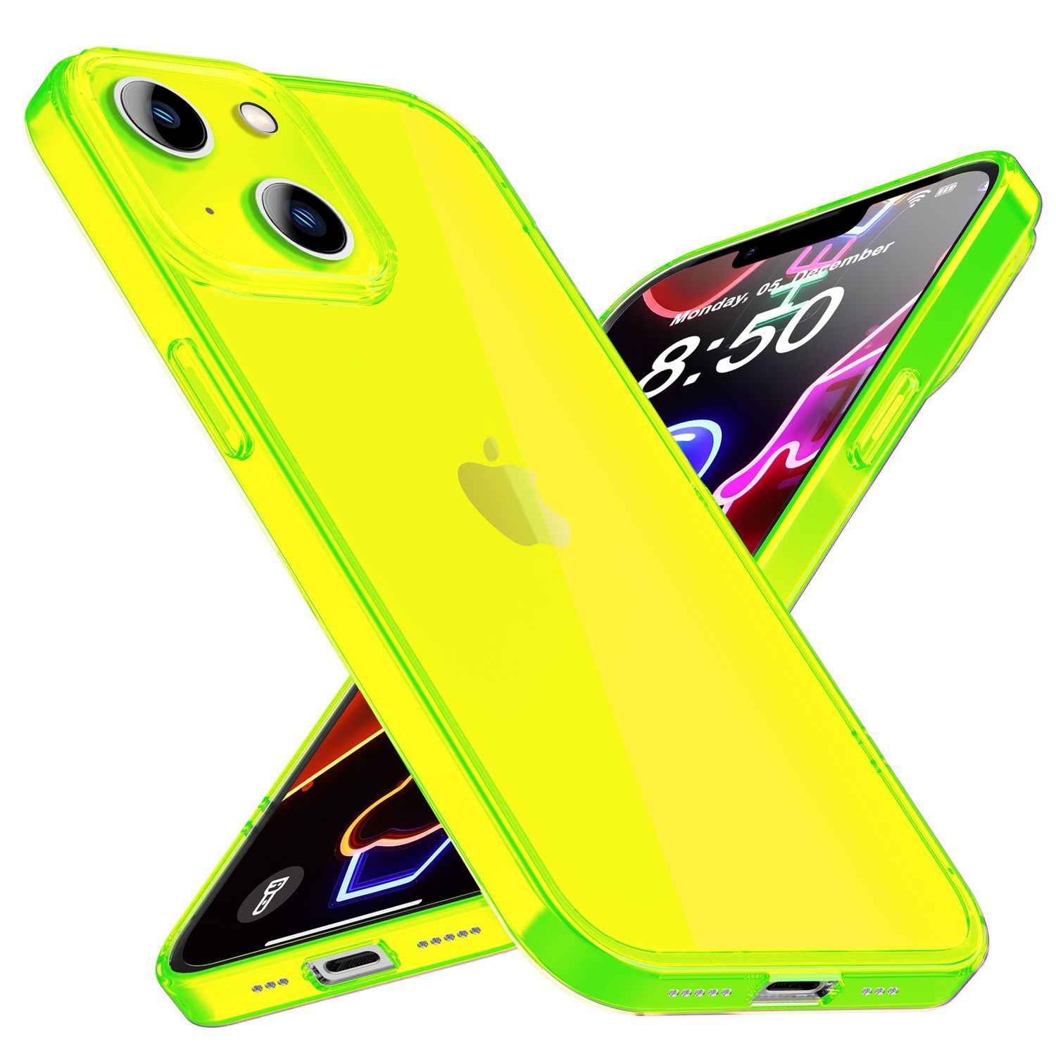 Neon Hülle für iPhone 14, Durchscheinend Bunt Leuchtend Handyhülle Schutzhülle