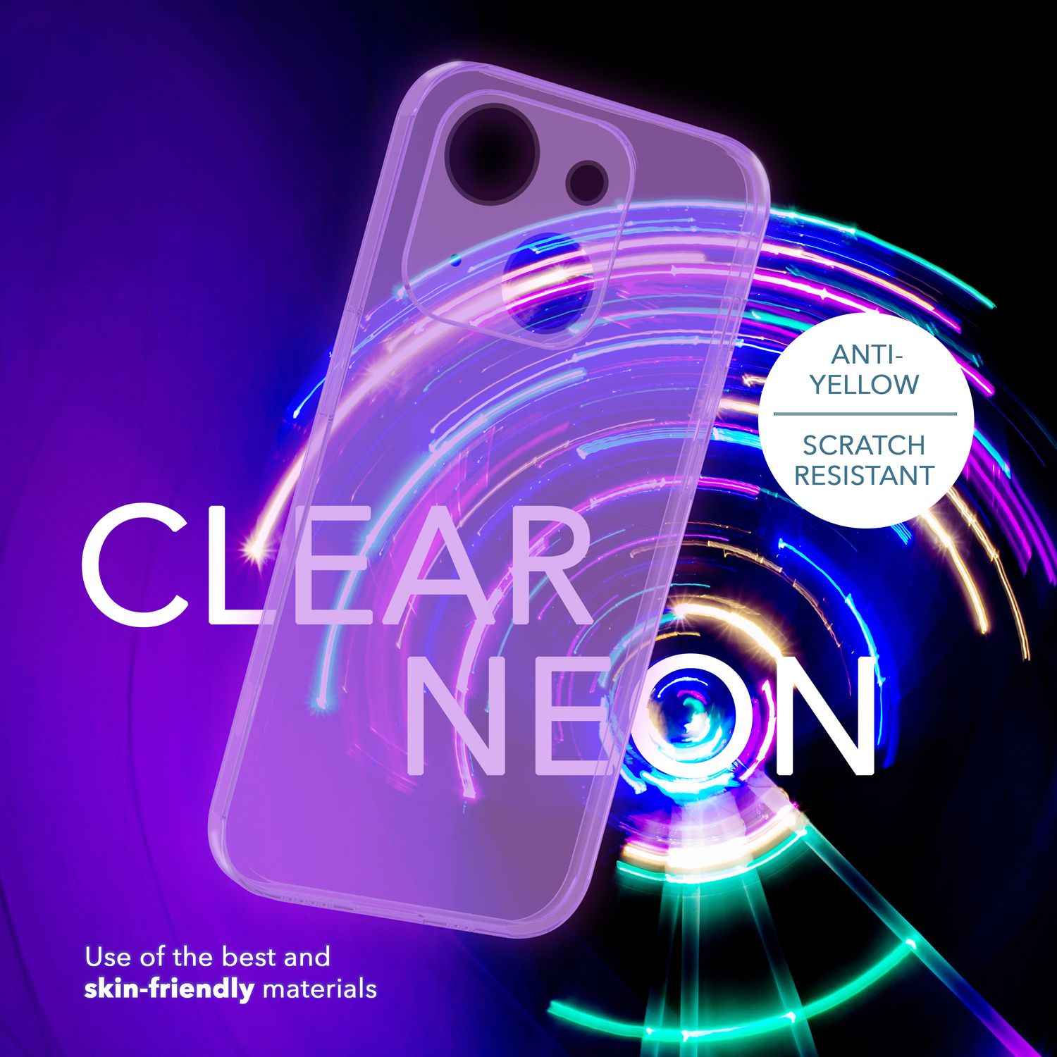 Neon Hülle für iPhone 14, Durchscheinend Bunt Leuchtend Handyhülle Schutzhülle