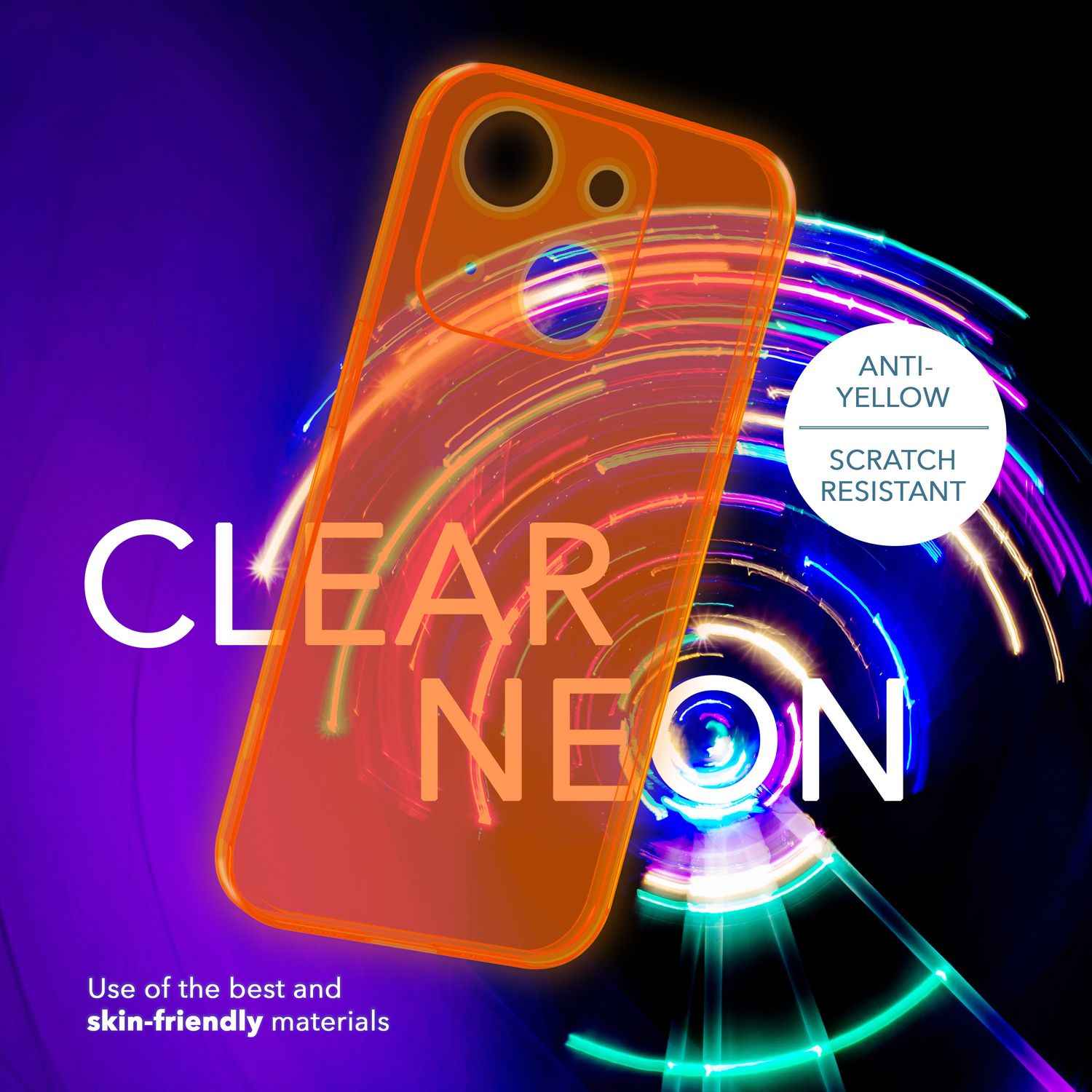 Neon Hülle für iPhone 14, Durchscheinend Bunt Leuchtend Handyhülle Schutzhülle