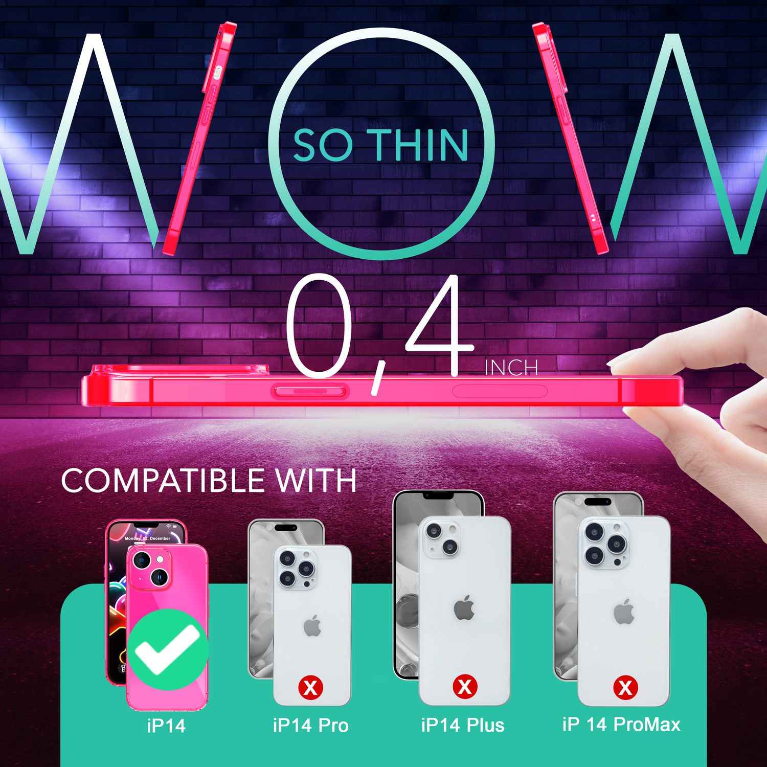 Neon Hülle für iPhone 14, Durchscheinend Bunt Leuchtend Handyhülle Schutzhülle