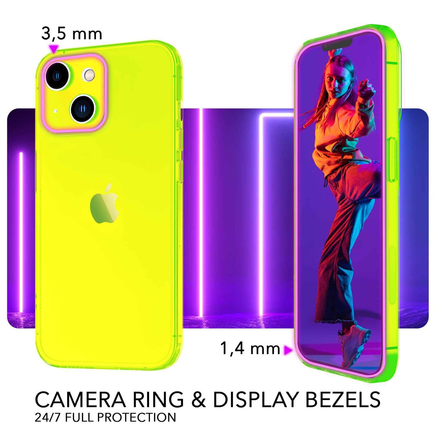 Neon Hülle für iPhone 14, Durchscheinend Bunt Leuchtend Handyhülle Schutzhülle