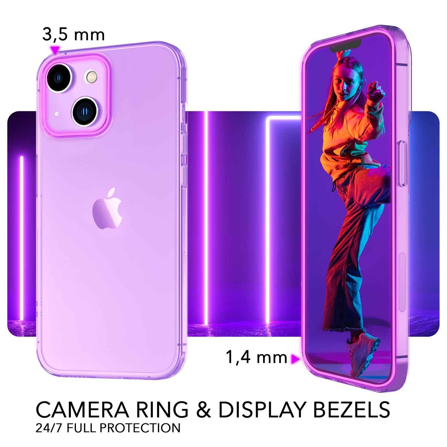 Neon Hülle für iPhone 14, Durchscheinend Bunt Leuchtend Handyhülle Schutzhülle