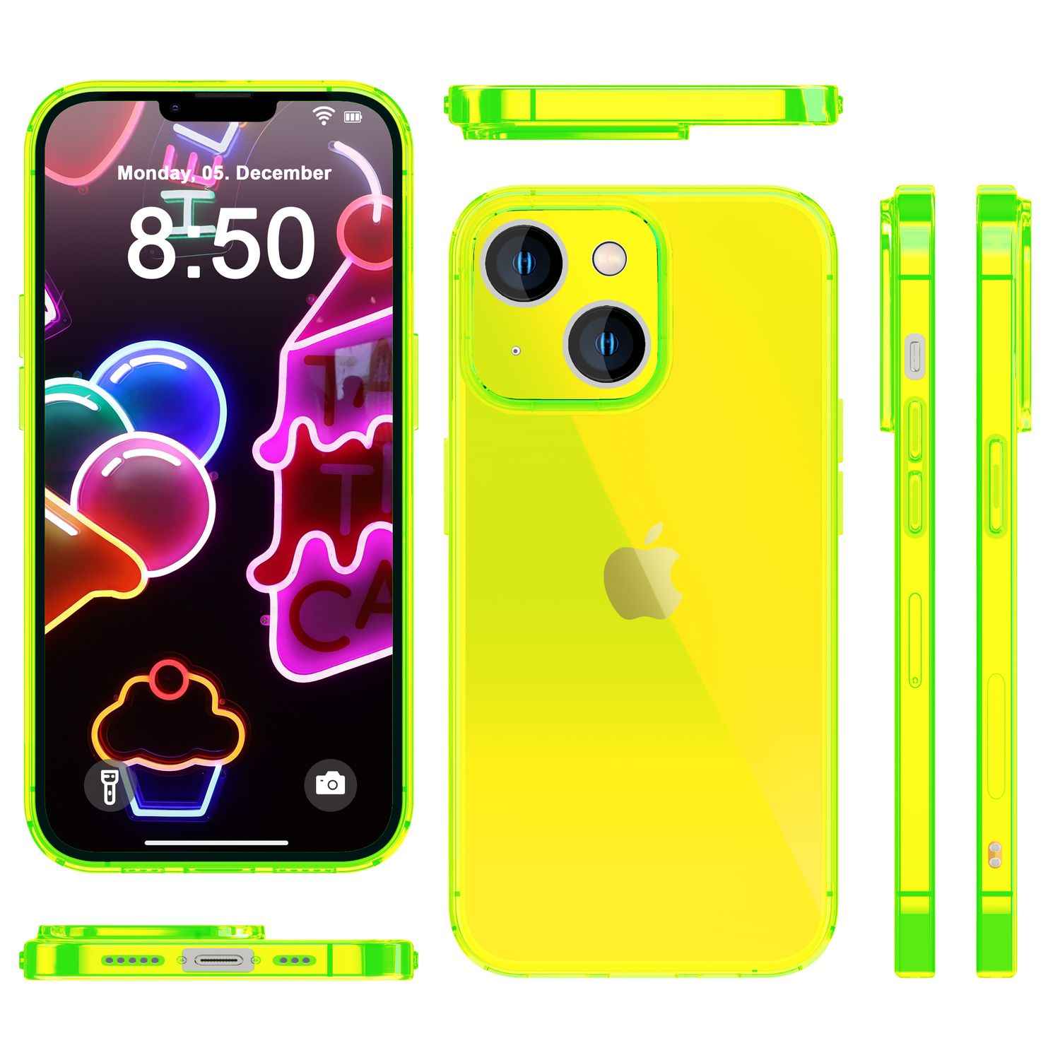 Neon Hülle für iPhone 14, Durchscheinend Bunt Leuchtend Handyhülle Schutzhülle