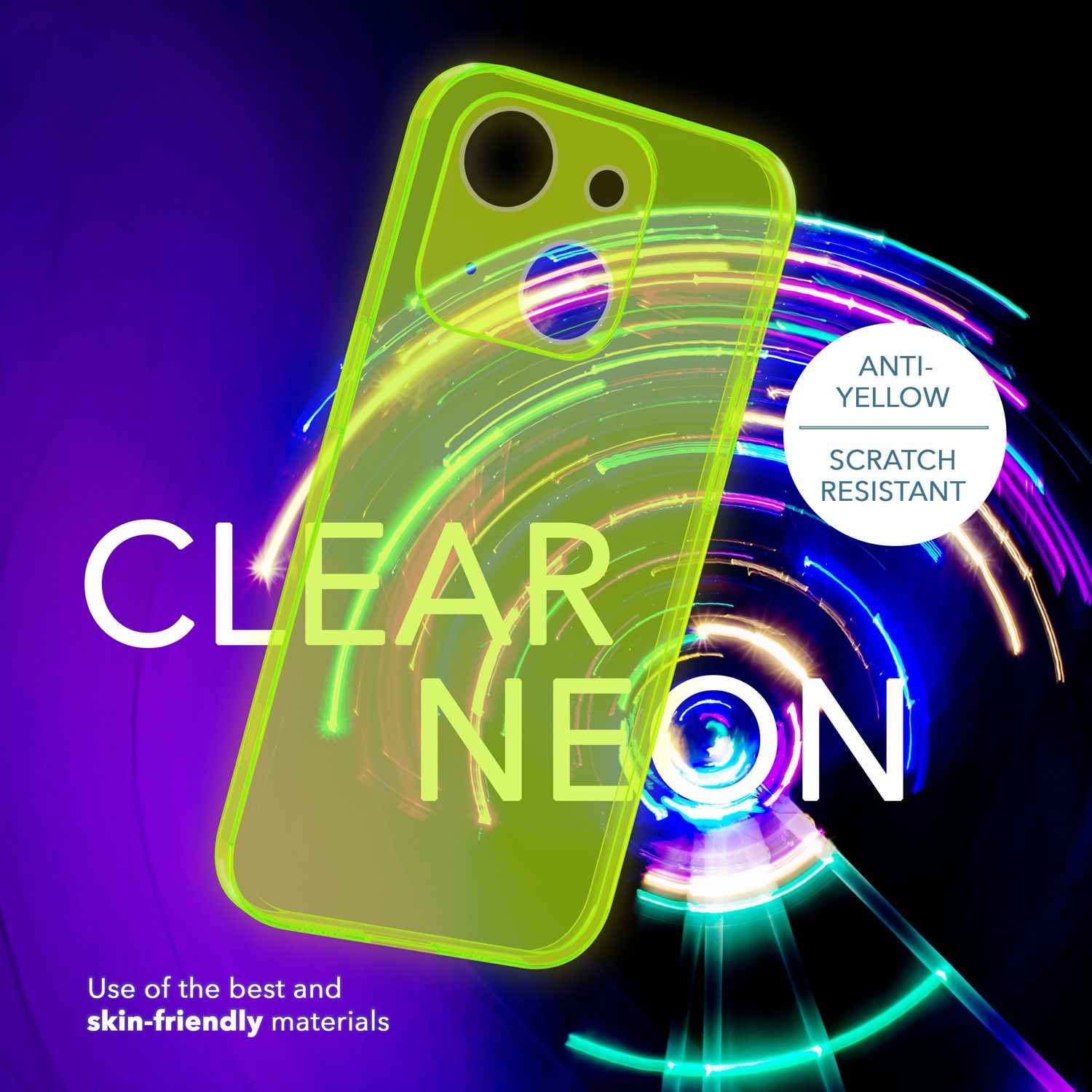 Neon Hülle für iPhone 14 Plus, Durchscheinend Bunt Handyhülle Schutzhülle Cover