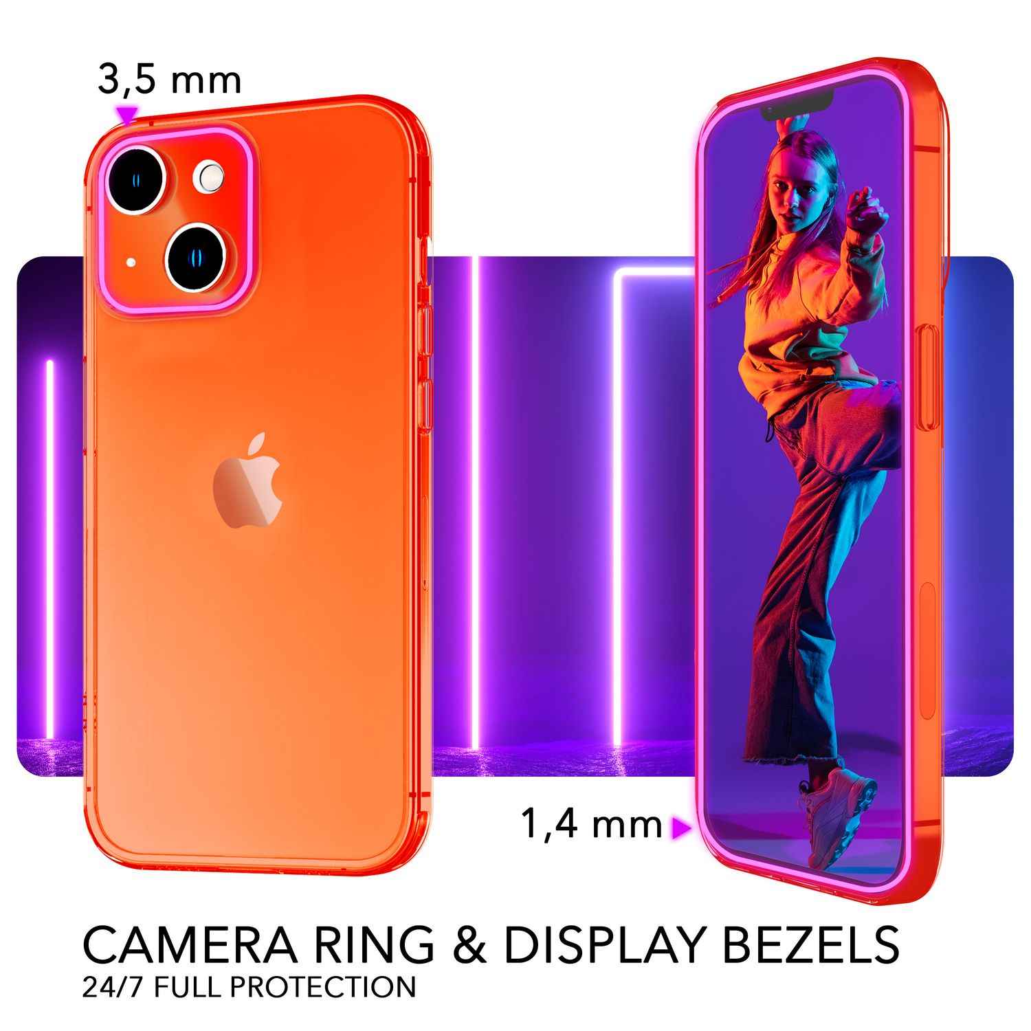Neon Hülle für iPhone 14 Plus, Durchscheinend Bunt Handyhülle Schutzhülle Cover