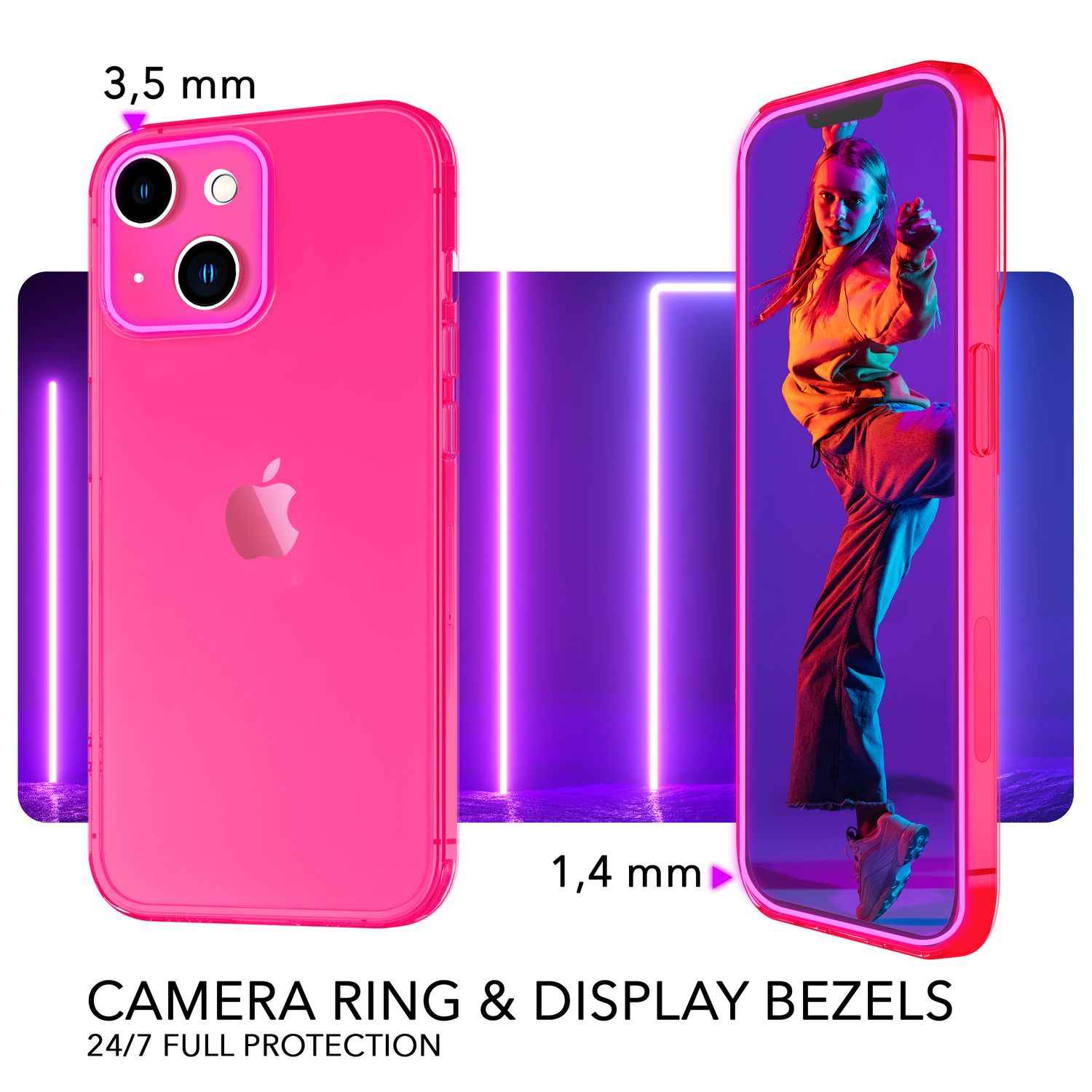 Neon Hülle für iPhone 14 Plus, Durchscheinend Bunt Handyhülle Schutzhülle Cover