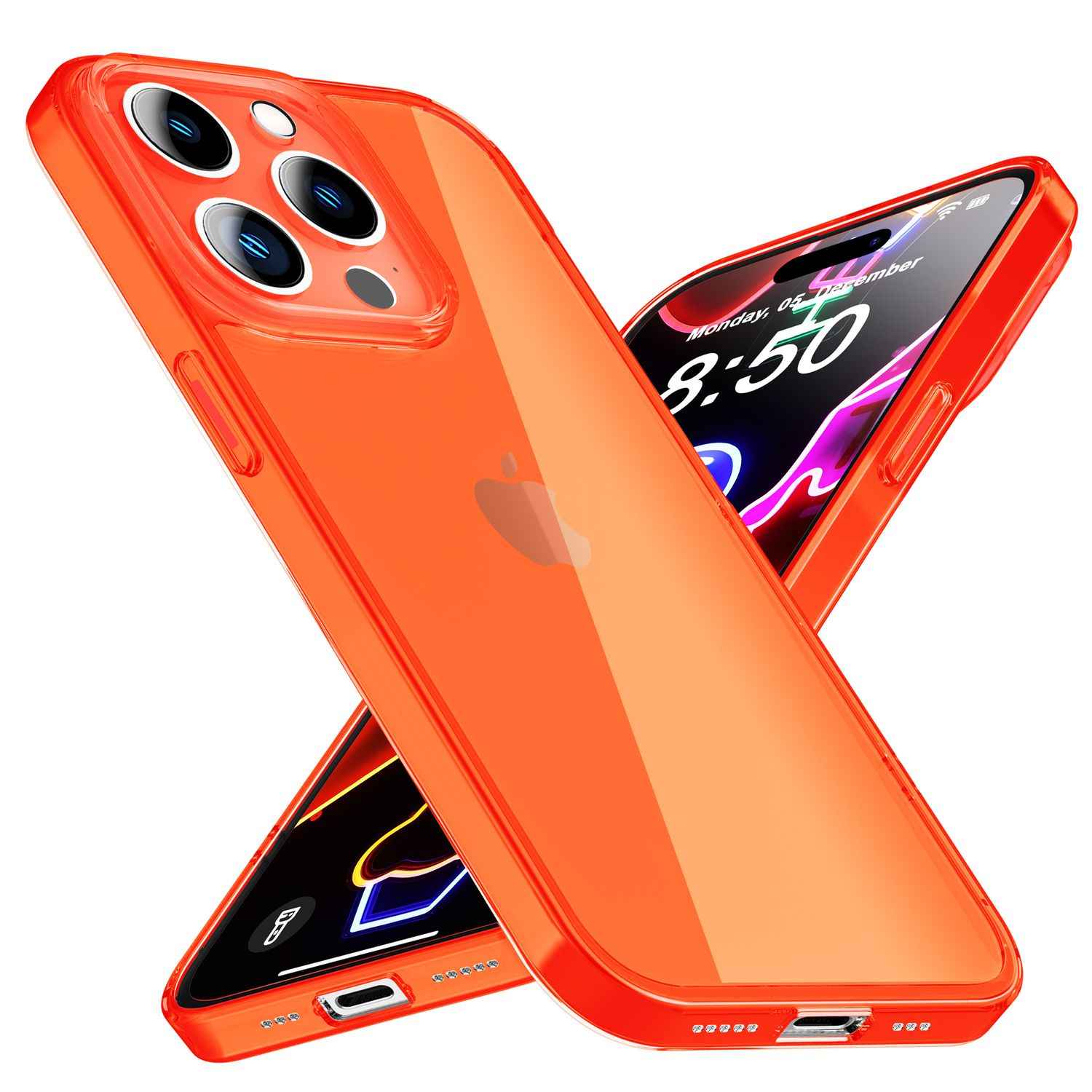 Neon Hülle für iPhone 14 Pro, Durchscheinend Bunt Handyhülle Cover Schutzhülle