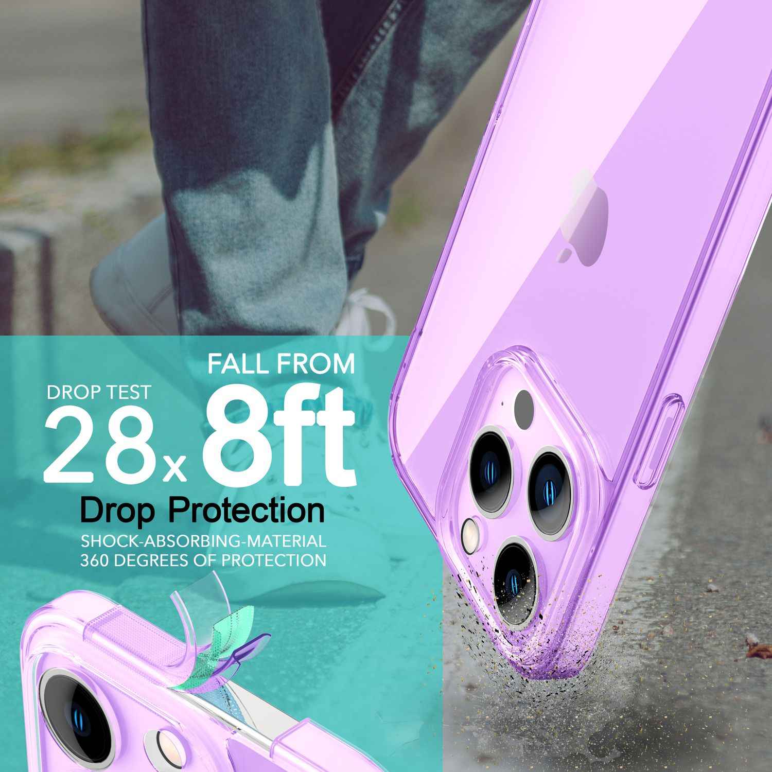 Neon Hülle für iPhone 14 Pro, Durchscheinend Bunt Handyhülle Cover Schutzhülle