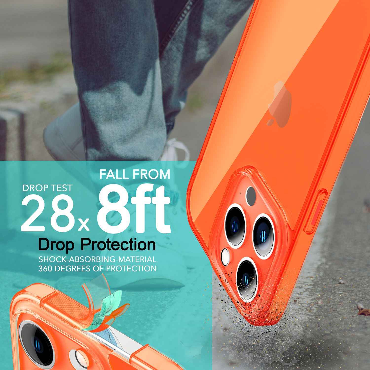 Neon Hülle für iPhone 14 Pro, Durchscheinend Bunt Handyhülle Cover Schutzhülle