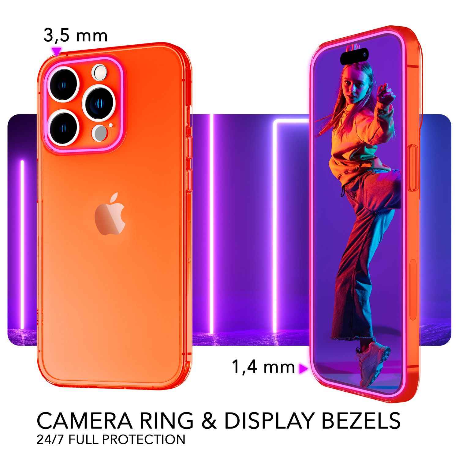 Neon Hülle für iPhone 14 Pro, Durchscheinend Bunt Handyhülle Cover Schutzhülle