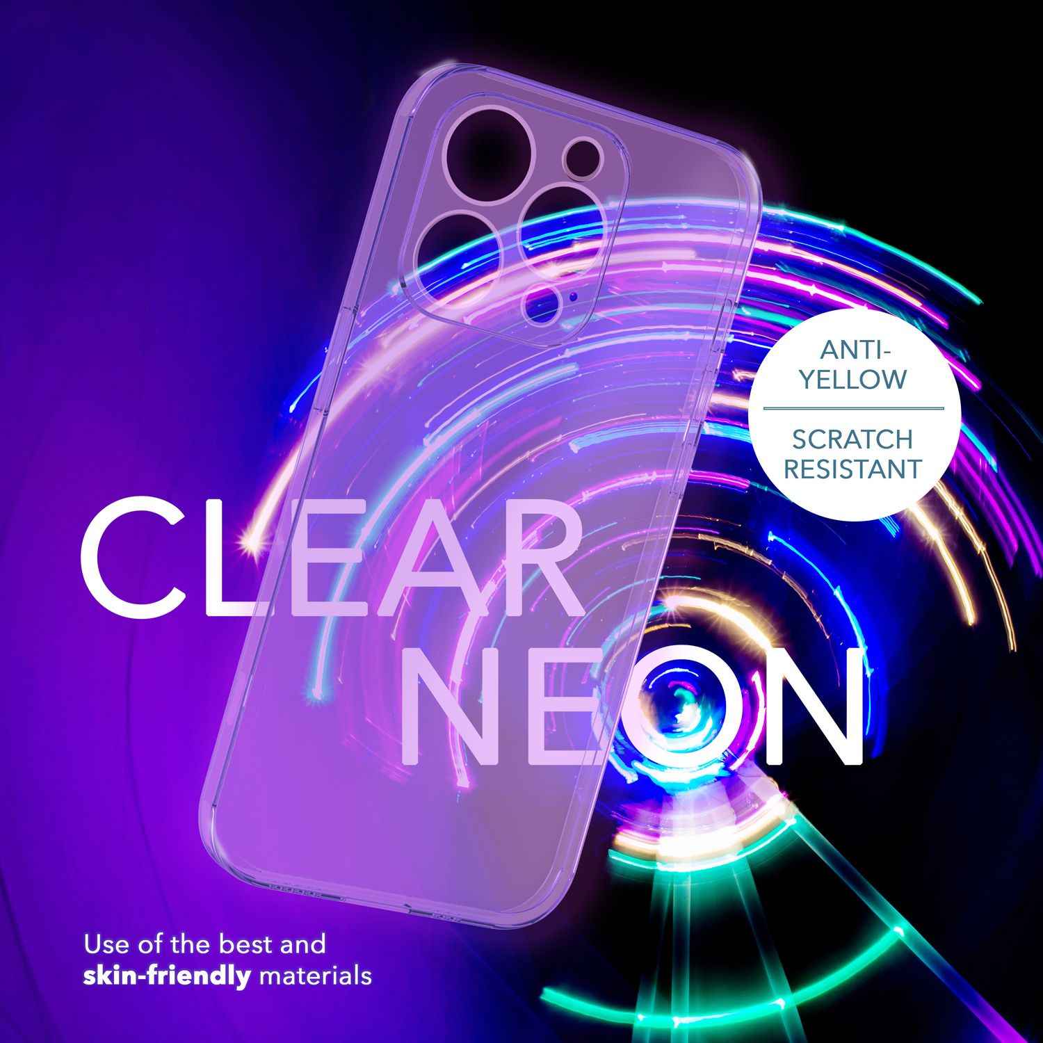 Neon Hülle für iPhone 14 Pro, Durchscheinend Bunt Handyhülle Cover Schutzhülle