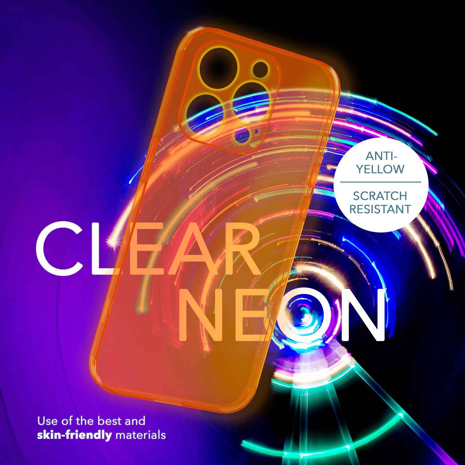 Neon Hülle für iPhone 14 Pro, Durchscheinend Bunt Handyhülle Cover Schutzhülle