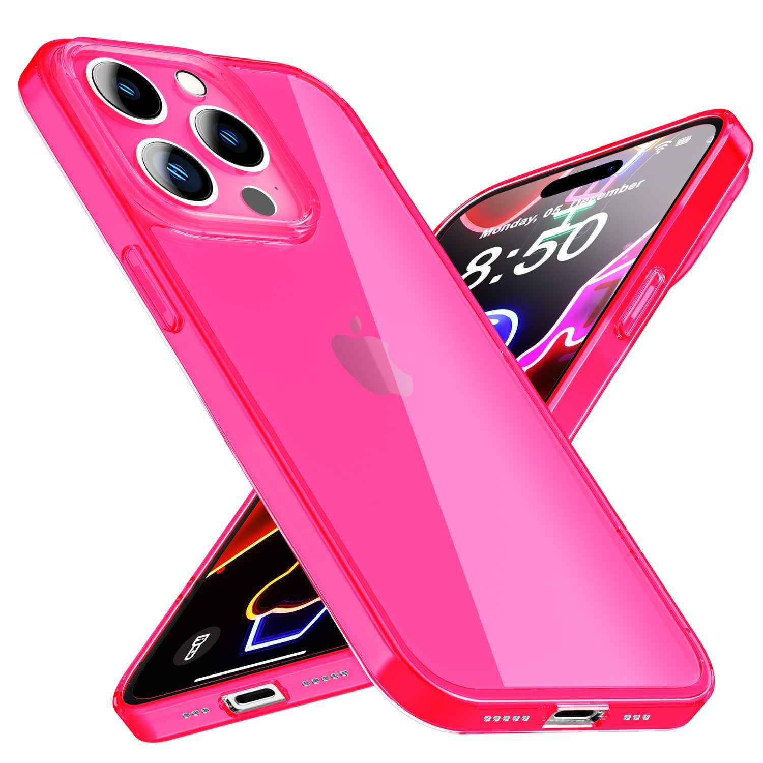 Neon Hülle für iPhone 14 Pro Max, Durchscheinend Bunt Handyhülle TPU Schutzhülle