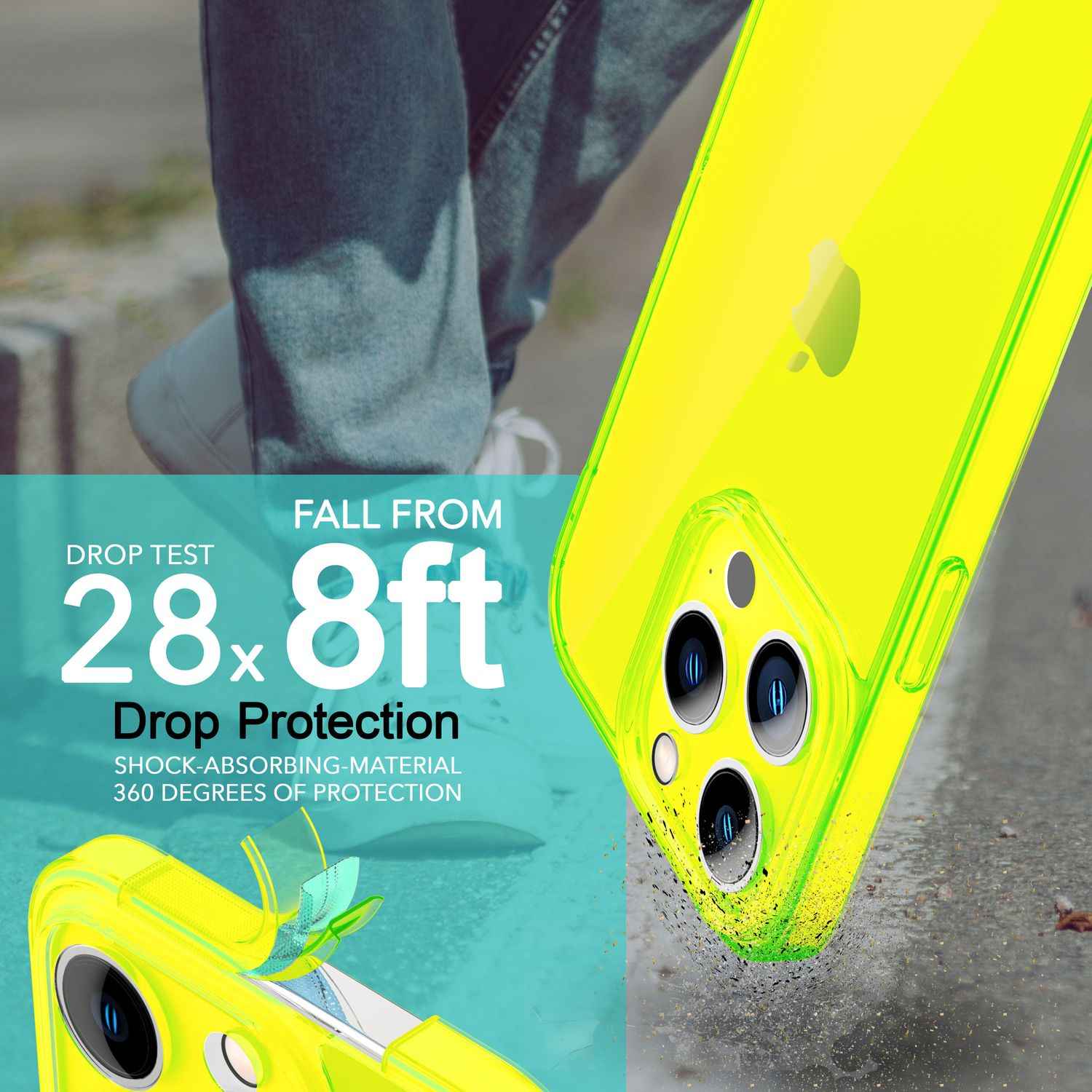 Neon Hülle für iPhone 14 Pro Max, Durchscheinend Bunt Handyhülle TPU Schutzhülle