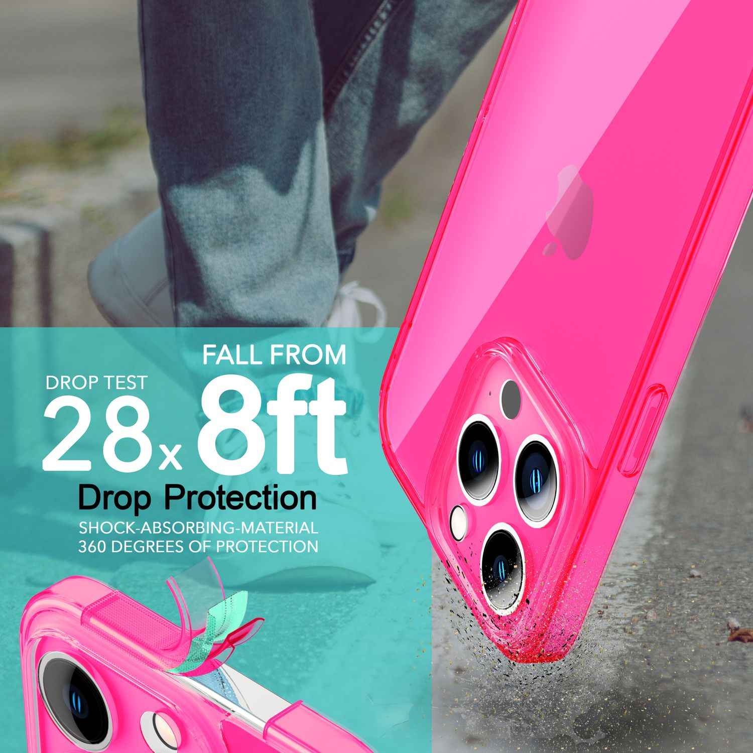 Neon Hülle für iPhone 14 Pro Max, Durchscheinend Bunt Handyhülle TPU Schutzhülle