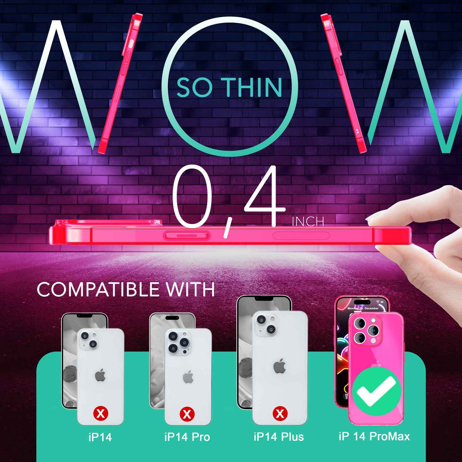 Neon Hülle für iPhone 14 Pro Max, Durchscheinend Bunt Handyhülle TPU Schutzhülle